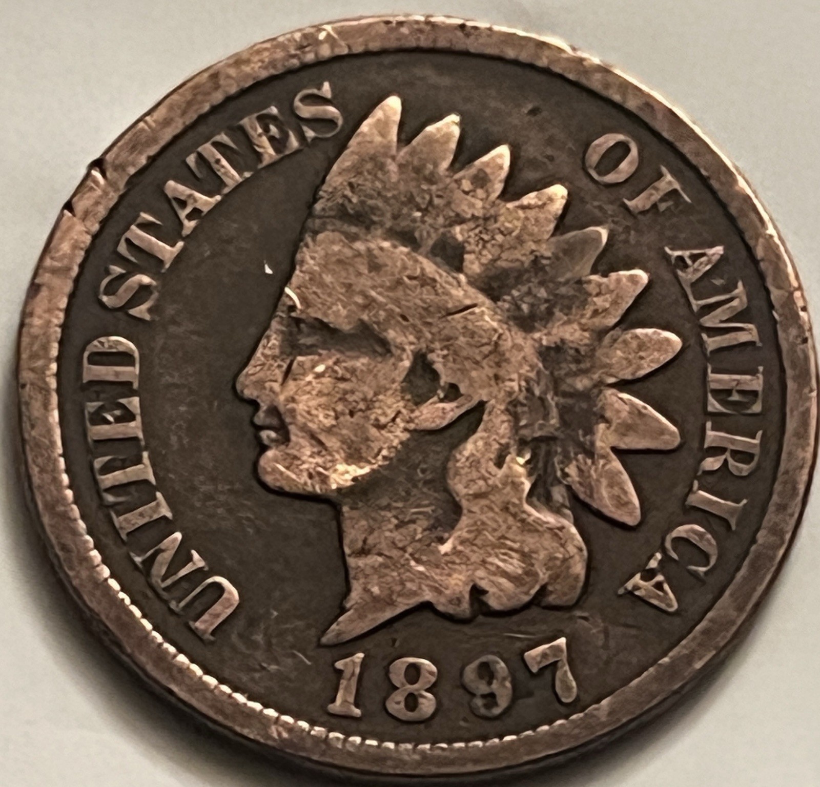1897 Indian Head Cent — Outstanding Reverse — Porous Obverse BN783