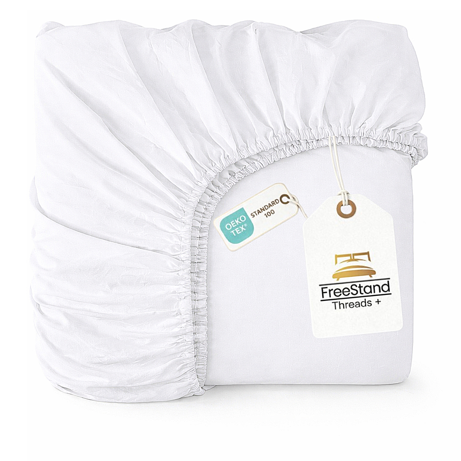 Threads+ Queen Fitted Sheet – 100 GSM, 80 x 78, Soft Microfiber, (1 Pack White)