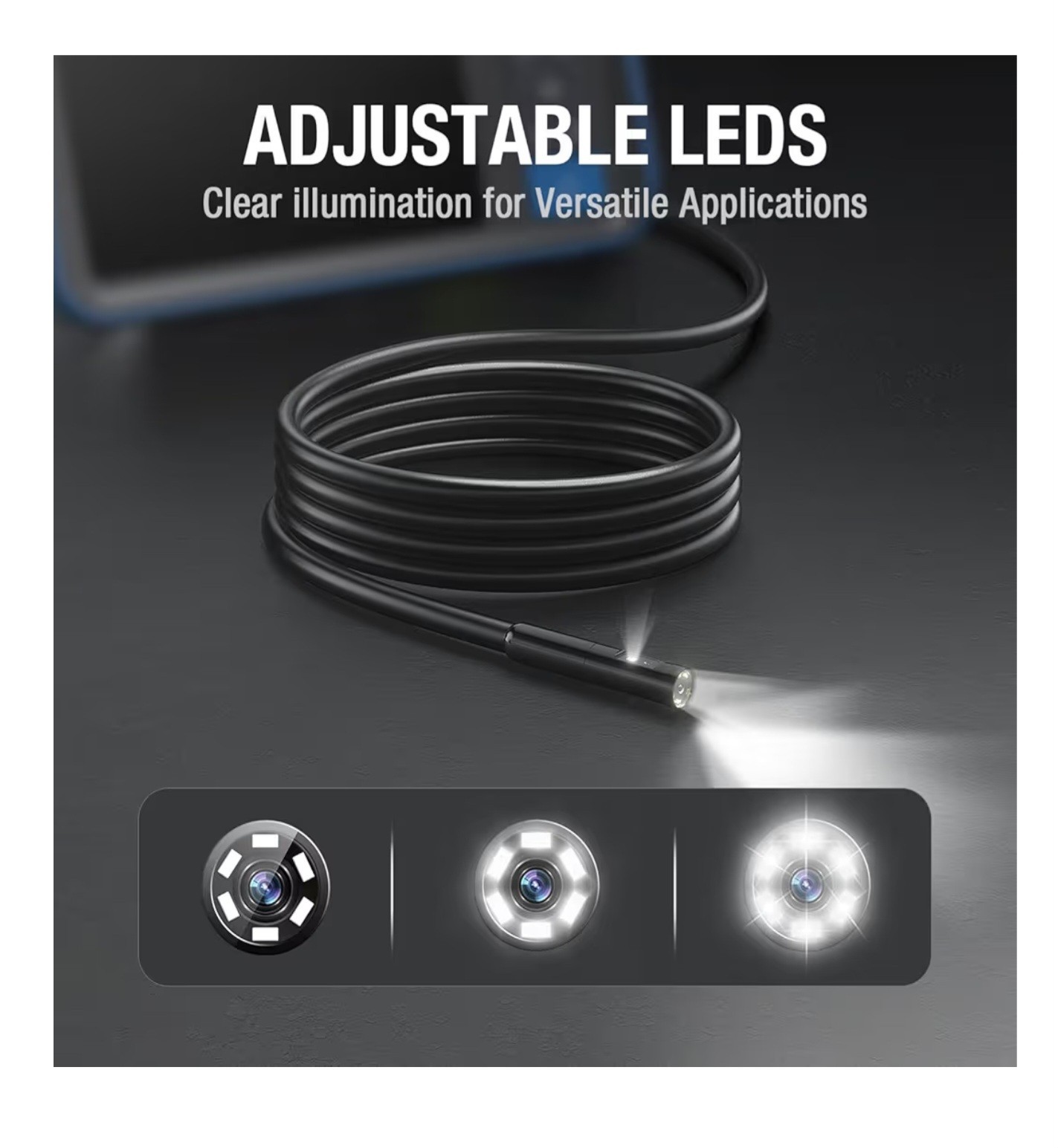 Dual Lens Endoscope Camera w Light, Teslong 4.5" HD Borescope (16.5FT)