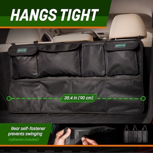 DRIVE - Back Seat Trunk Organizer, Space Saving Hanging Car Organizer,