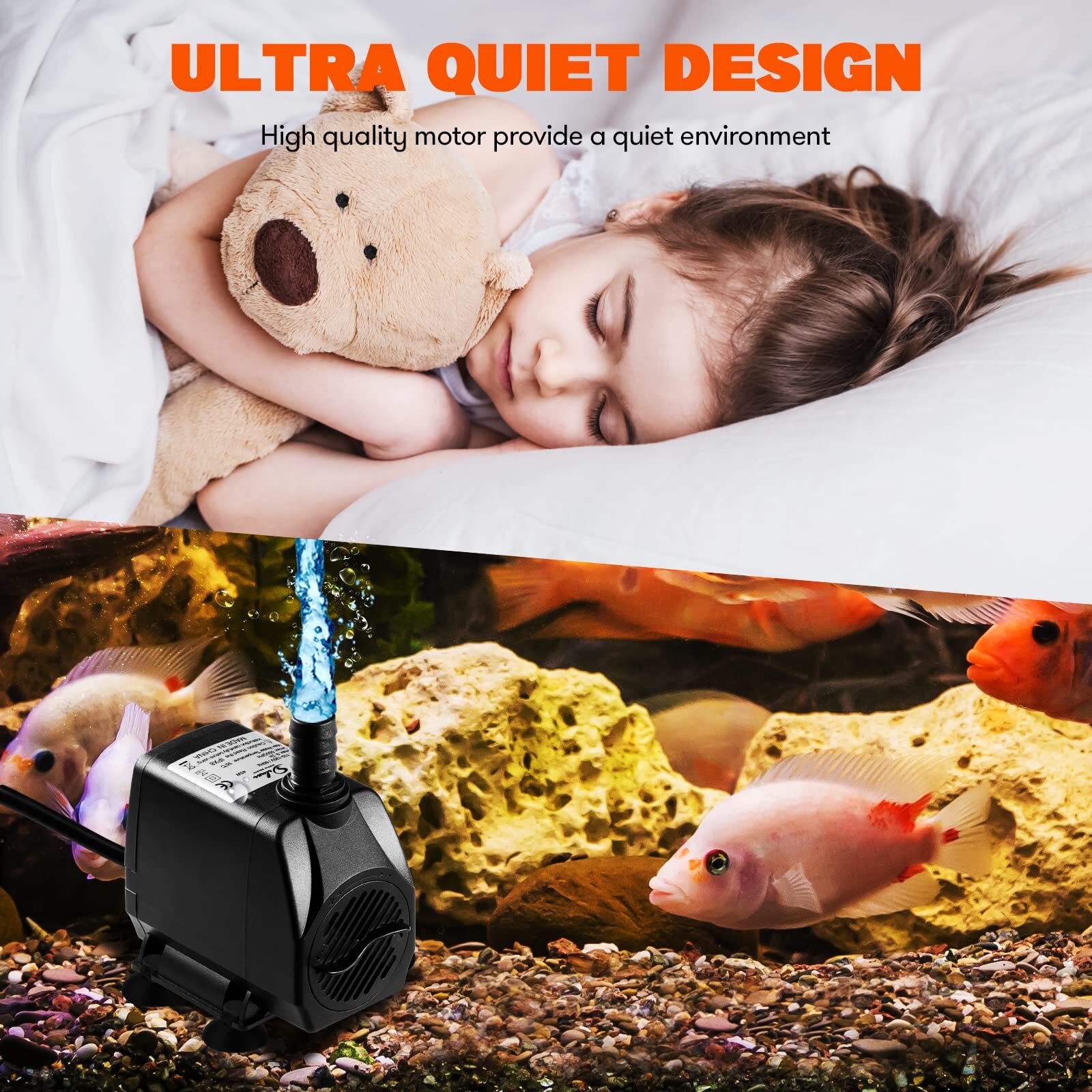 Submersible Water Pump Power Head Adjustable Intake for Fish Tank Aquarium