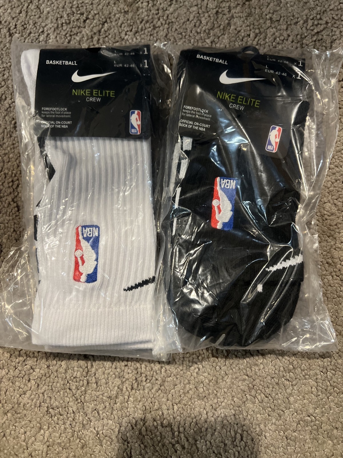 Nike Elite NBA Dri-FIT Basketball Quarter Crew Socks Black White 2 Pairs