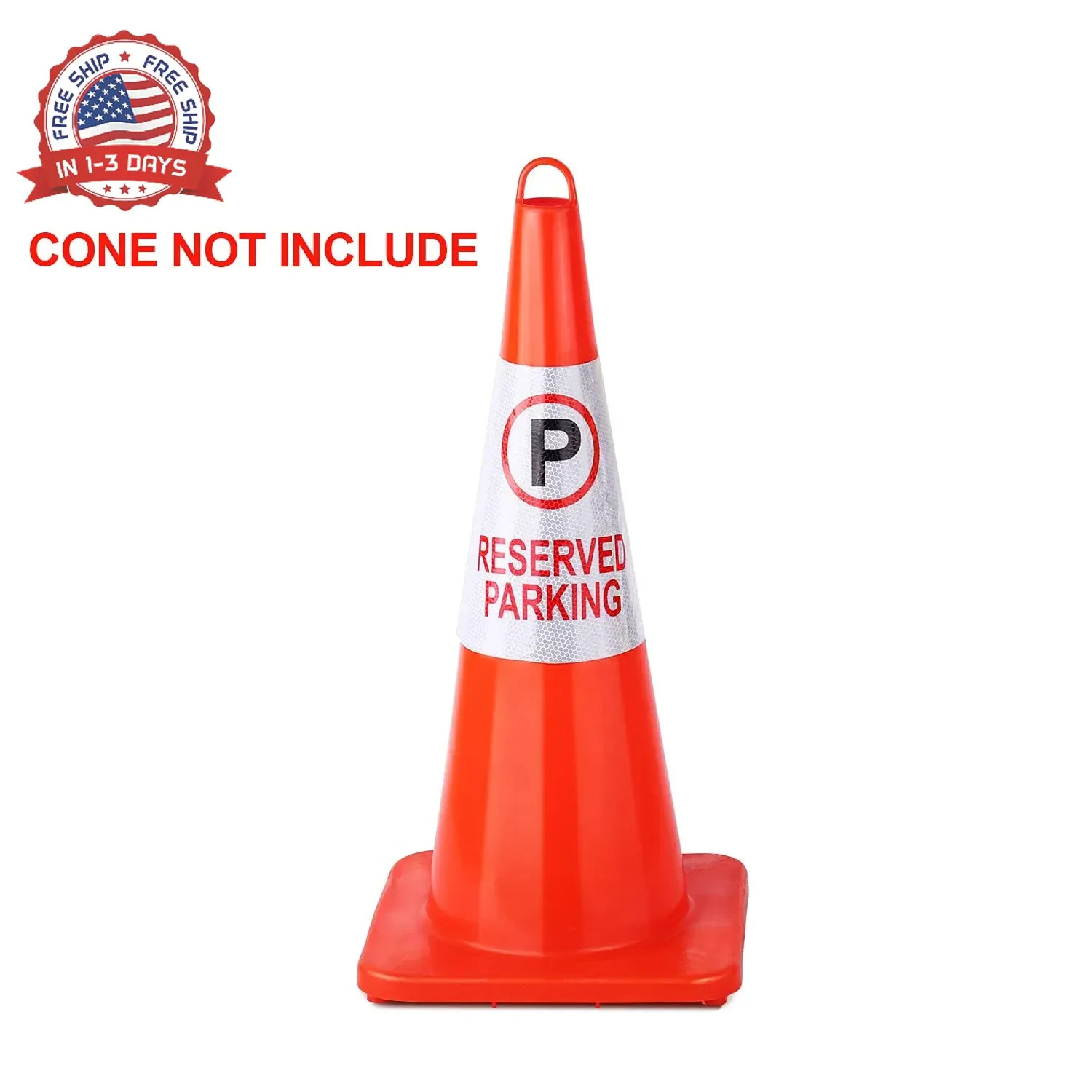 2 Pack Reserved Parking Bright Reflective Collars Sleeve, Cone Message S