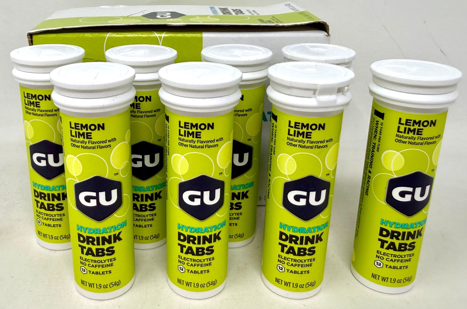 New GU Hydration Electrolyte Drink Taps - Lemon Lime (8 tubes per case)