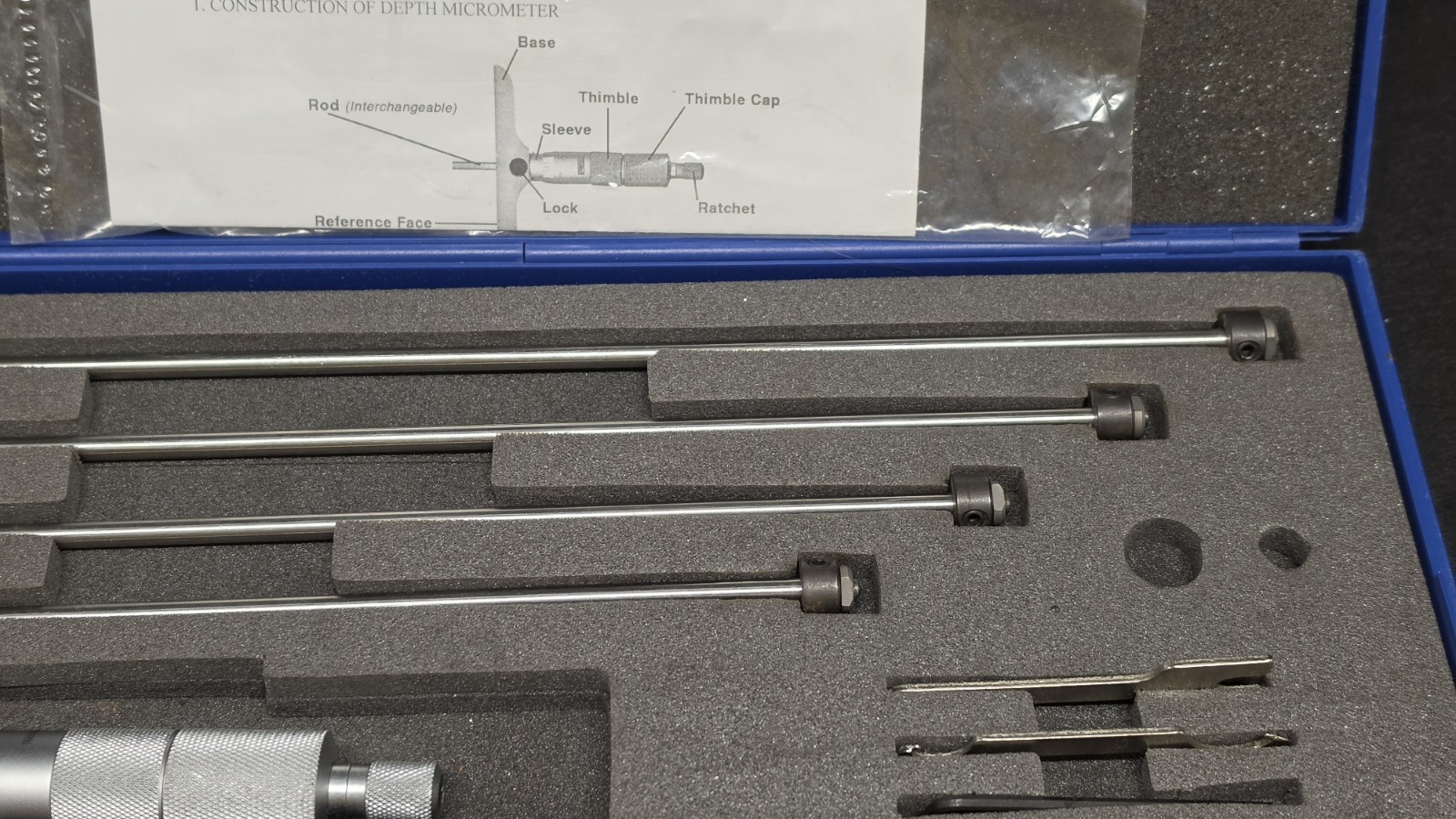 FOWLER 0 - 6" Machinist Depth Micrometer, .001", in case