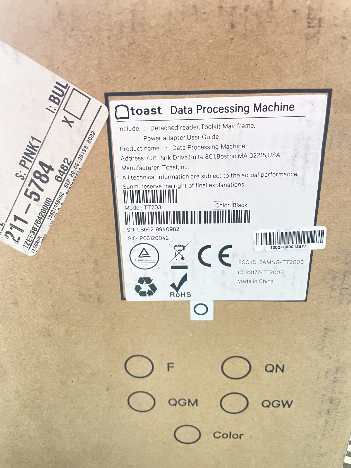 BRAND NEW Toast Flex POS Terminal Data Processing Machine (TT203) w/ Card Reader