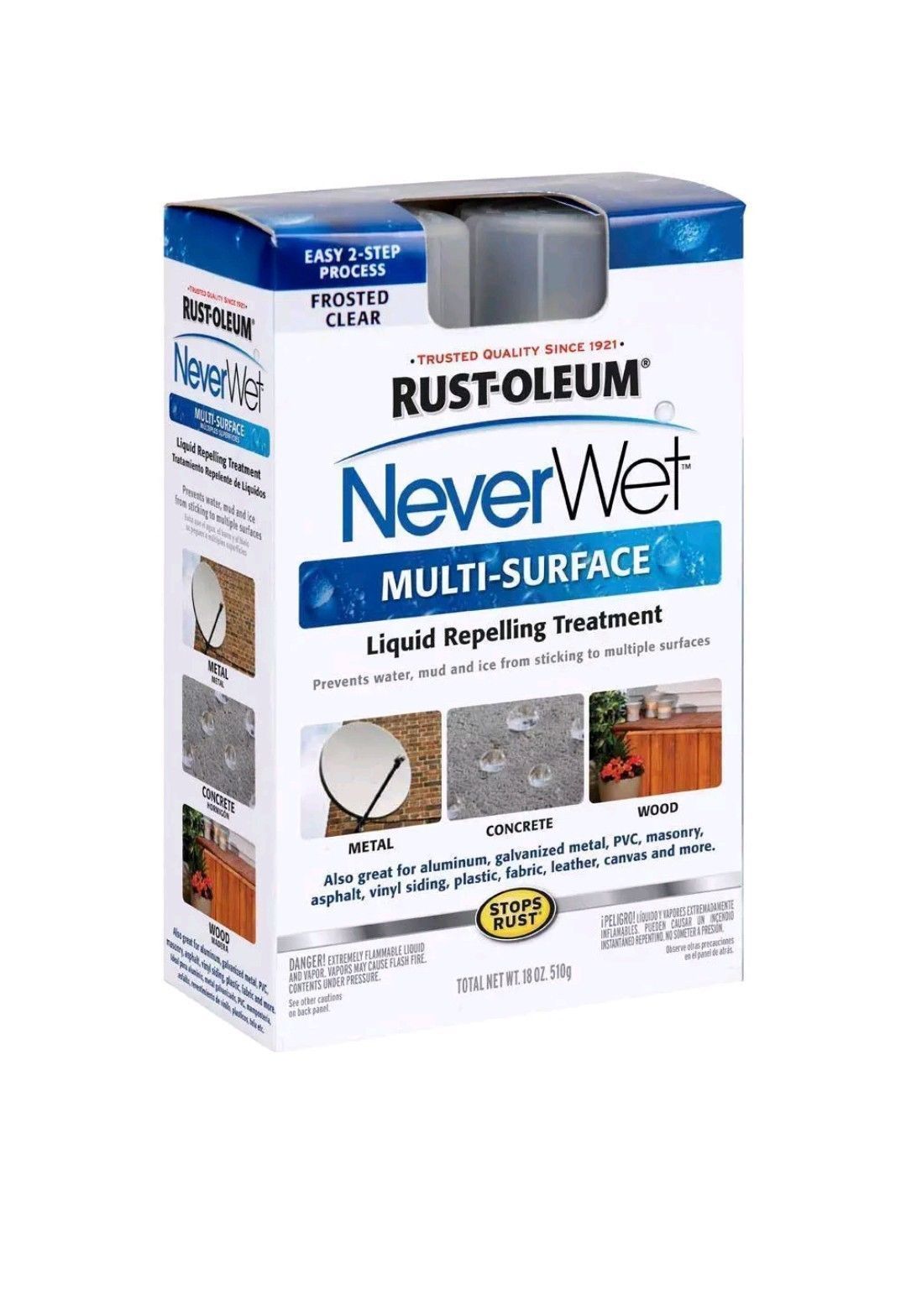 RUSTOLEUM NEVER WET MULTI-SURFACE KIT 2- 9 oz Cans/ 18 oz CLEAR/GRAY/WHITE