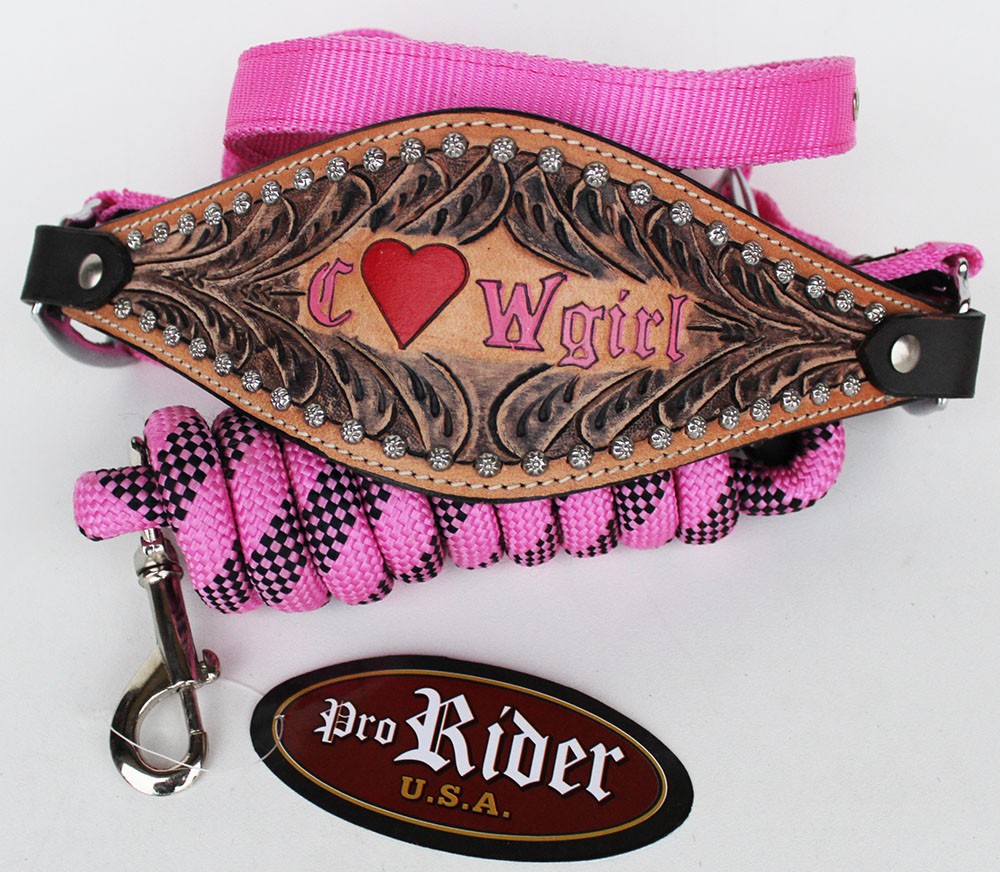 Horse Noseband Tack Bronc Leather HALTER Tiedown Lead Rope  280604