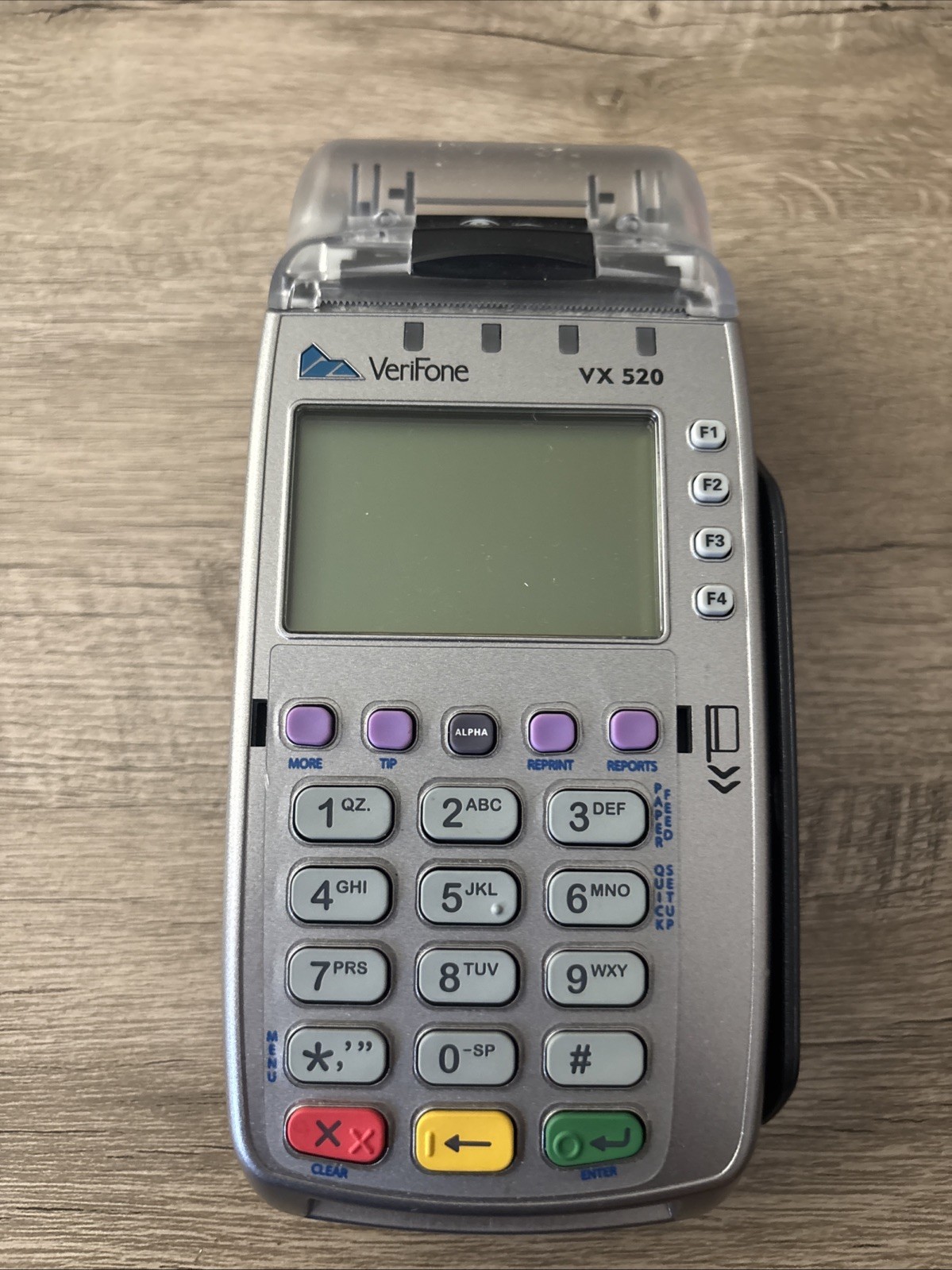 VeriFone VX520 Silver And Black, LCD Screen POS Credit Card Terminal Untested