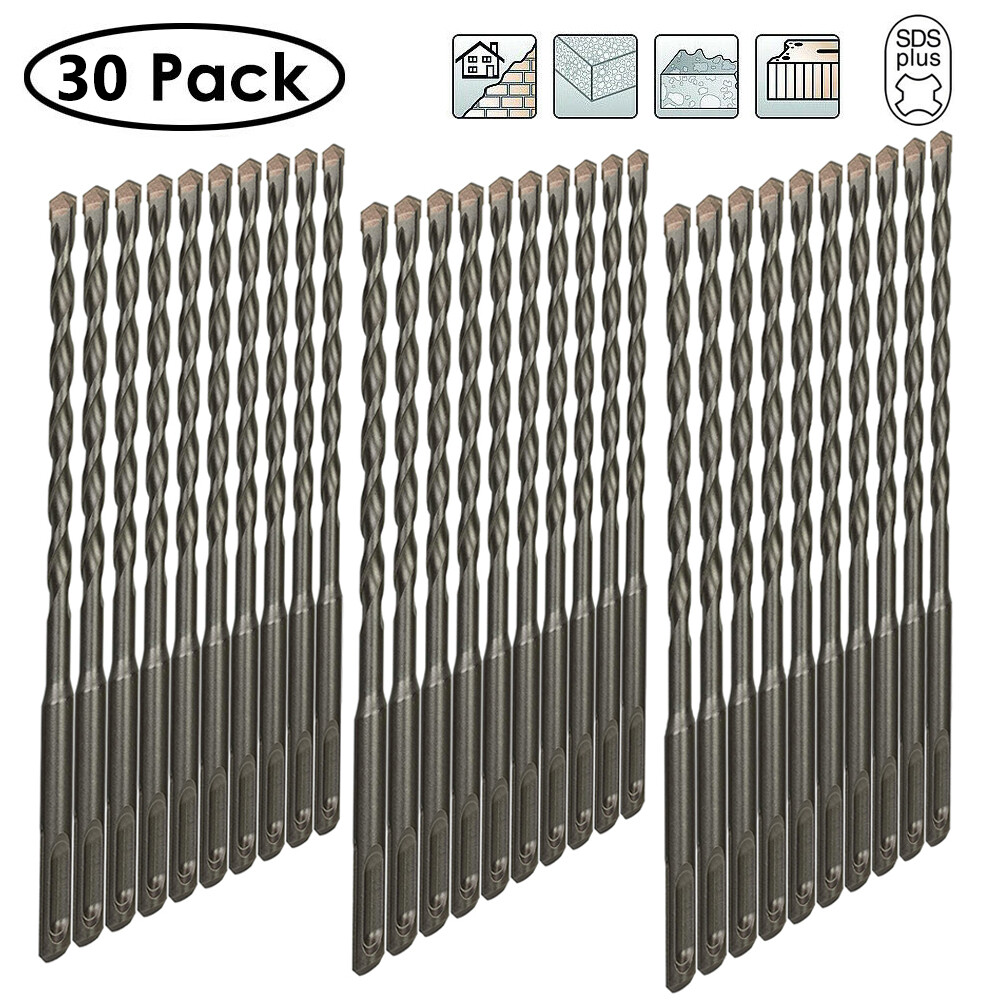 Drillforce 30PCS 1/4" X6" Rotary Hammer Drill SDS+ Masonry Concrete Drill Bits
