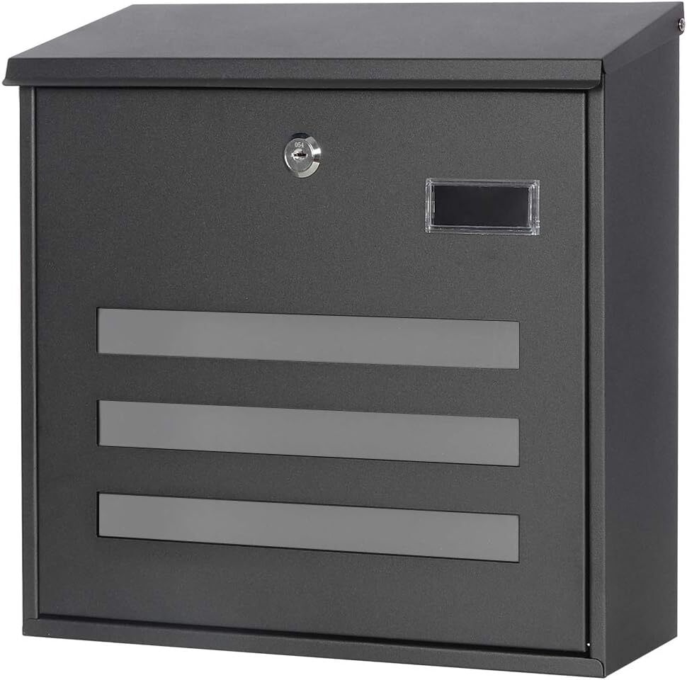 Wall Mounted Mailboxes With Key Lock Metal Large Mail Box 13" X 13 3/5" X 4 1/5"