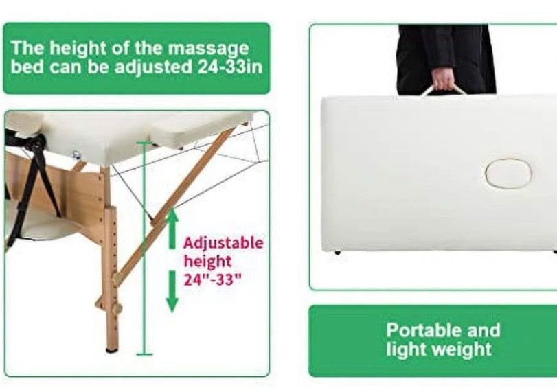 BestMassage Massage Table Adjustable 73 in, Cream, Open Box/Excellent Condition