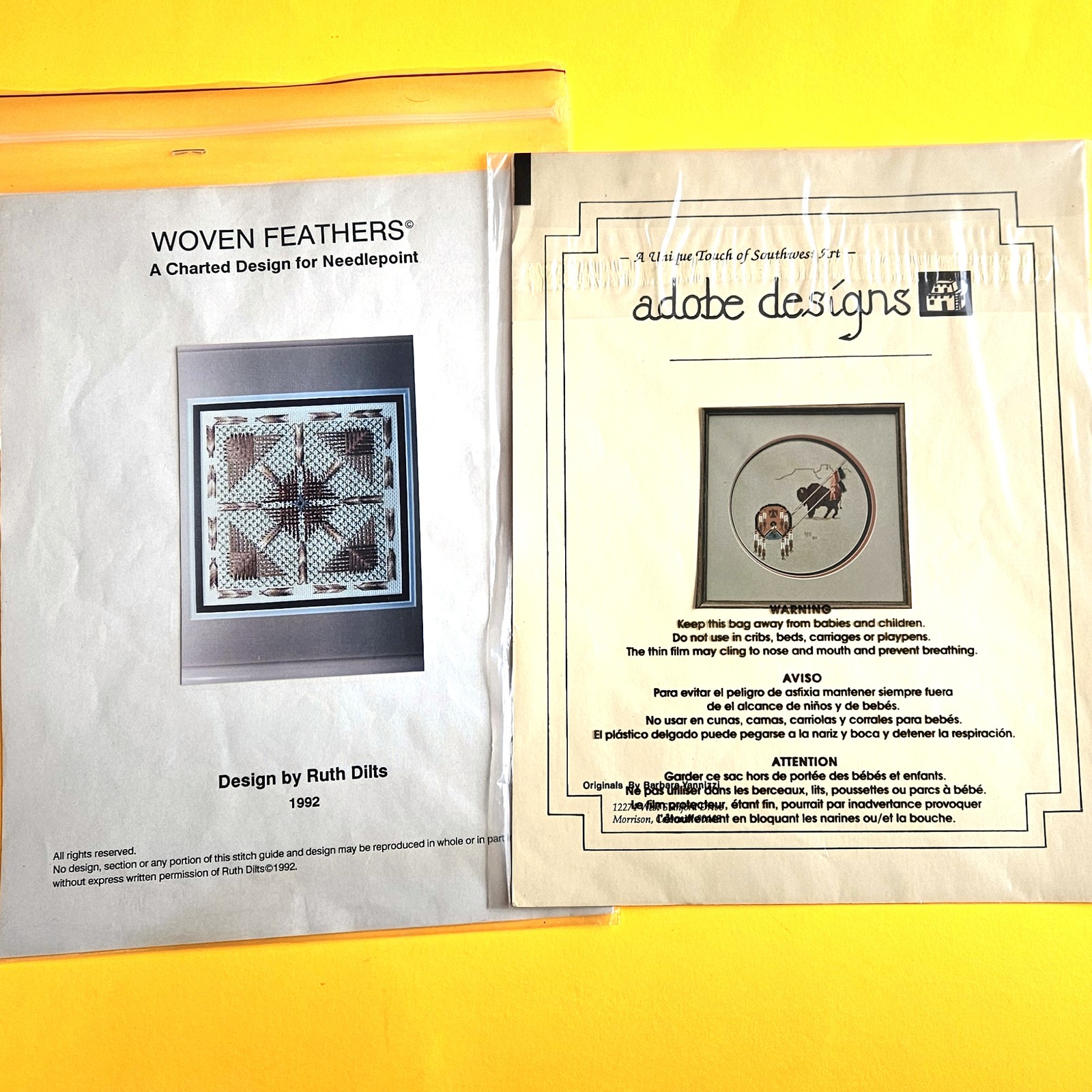 1 CROSS STITCH & 1 NEEDLEPOINT STITCH GUIDE LOT:  SOUTHWESTERN THEME  BM