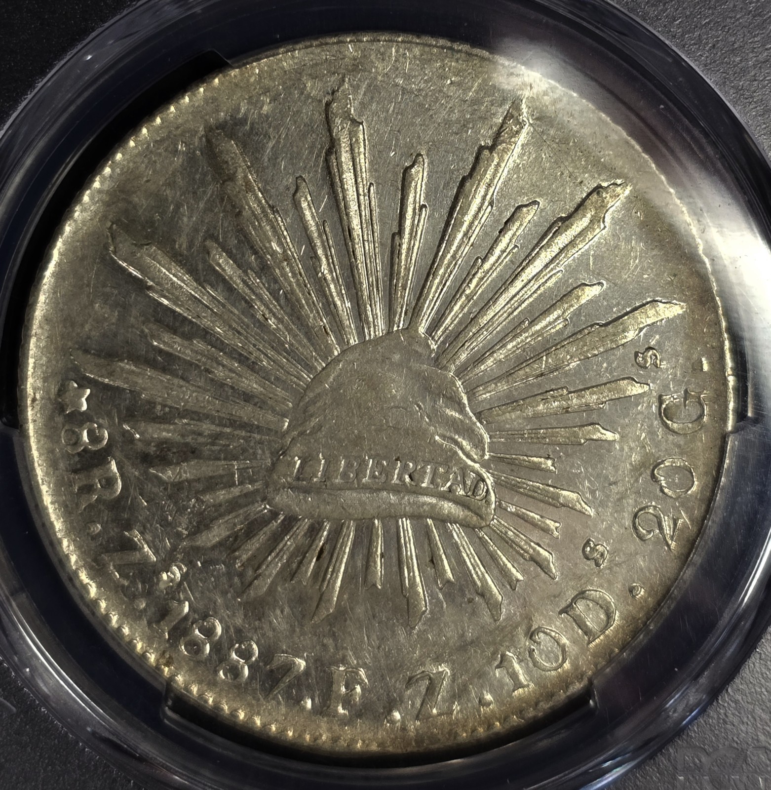 1887 Zs FZ Mexico 8 Reales 8R Zacatecas PCGS AU 58 About Uncirculated Almost MS