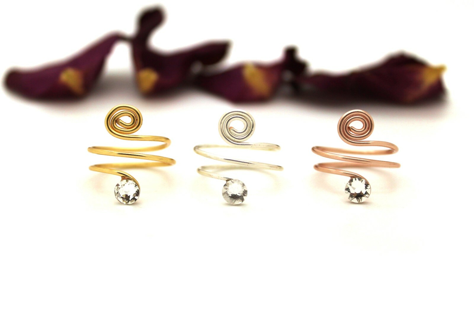 Swirl Toe Rings-Choose Your Finish made with Clear Swarovski Crystal Elements