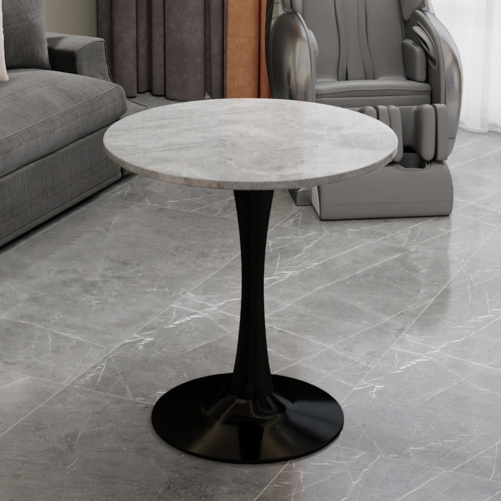 27.6-inch black coffee table, mid-century modern style dining table, accommoda