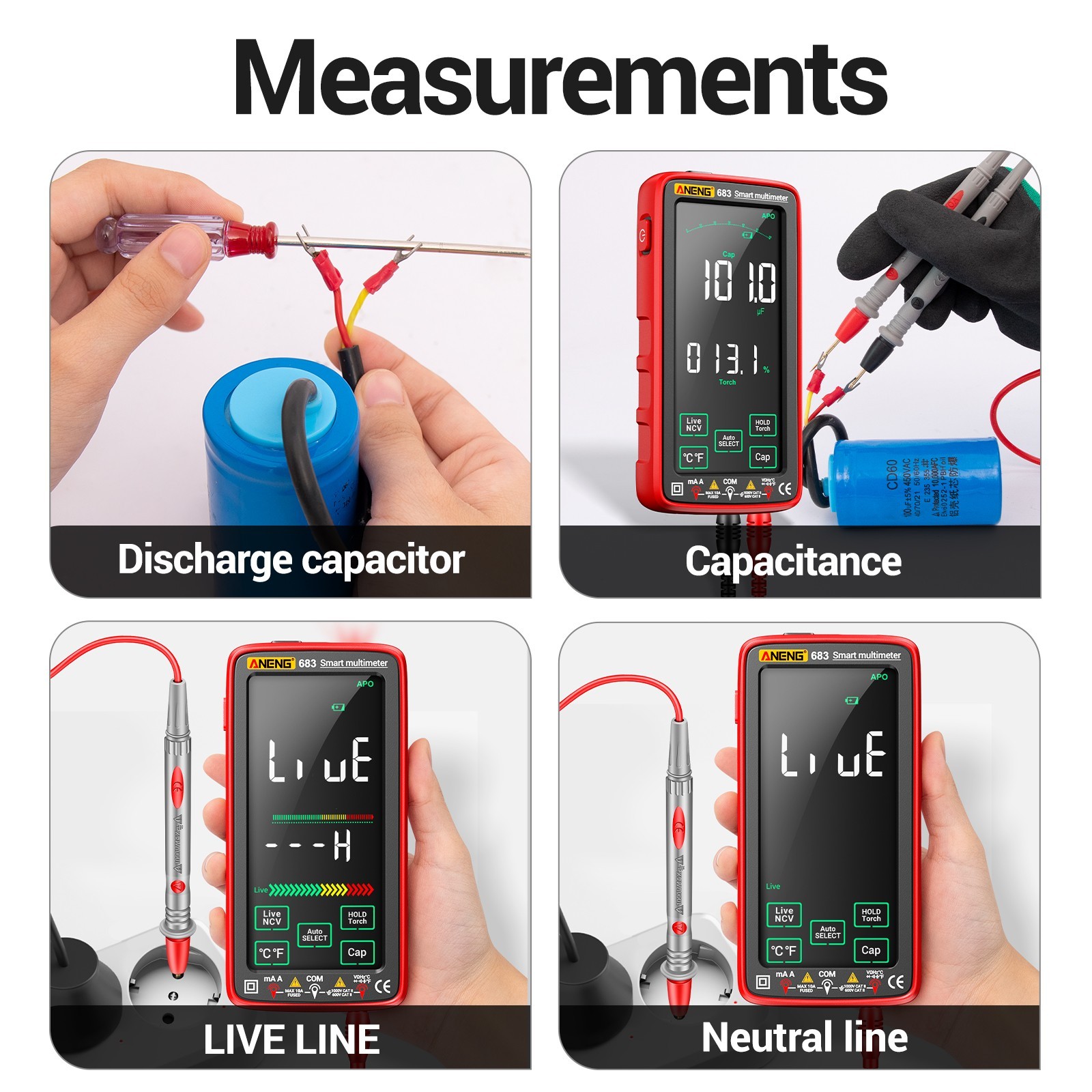ANENG 683 Touch Screen Digital Multimeter True RMS 6000 Counts Rechargeable tool