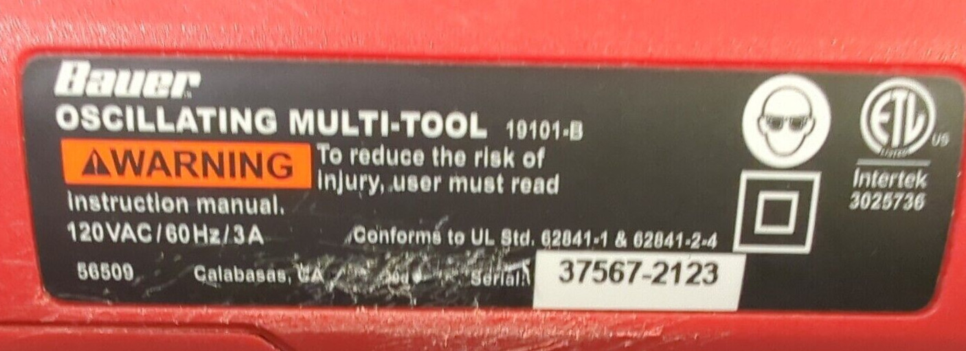 Oscillating Multi-Tool Bauer Variable Speed 19101-B Used Clean Tested 3A
