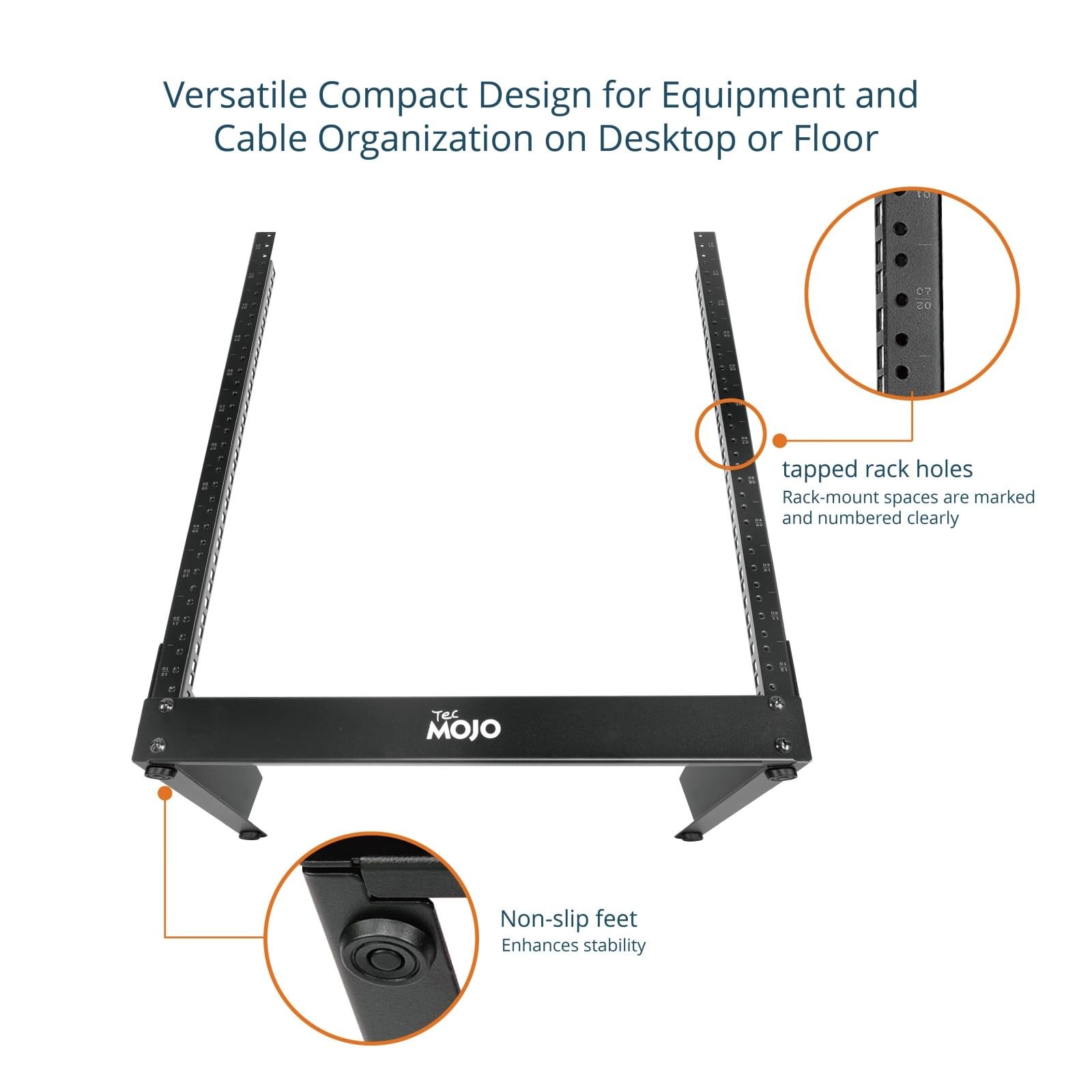 2 Post 12U Desktop Server Rack Small Open Frame Rack for 19in AV/Data/Audio/S...