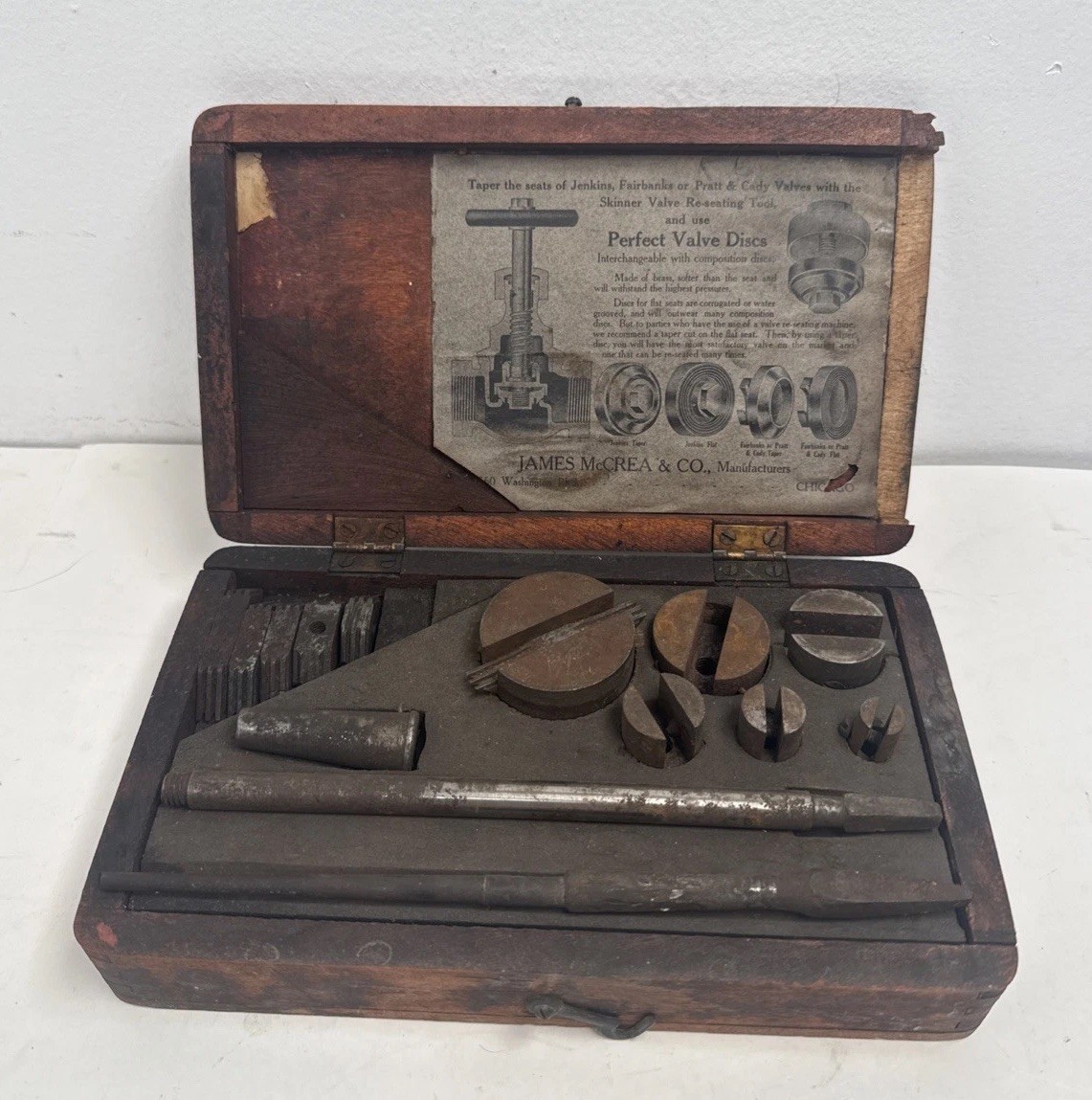 Antique James McCrea & Co. Chicago Valve Resealing Tool Kit