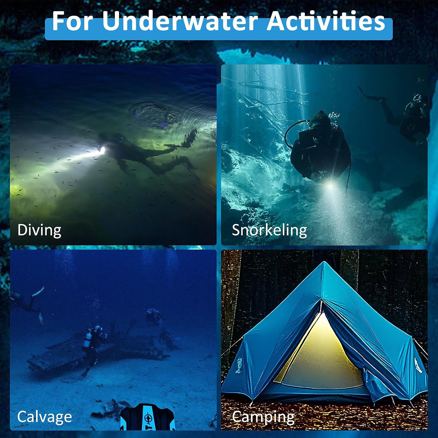DT100 Diving Flashlight Super Bright LED Dive Light Rechargeable | Spotlight