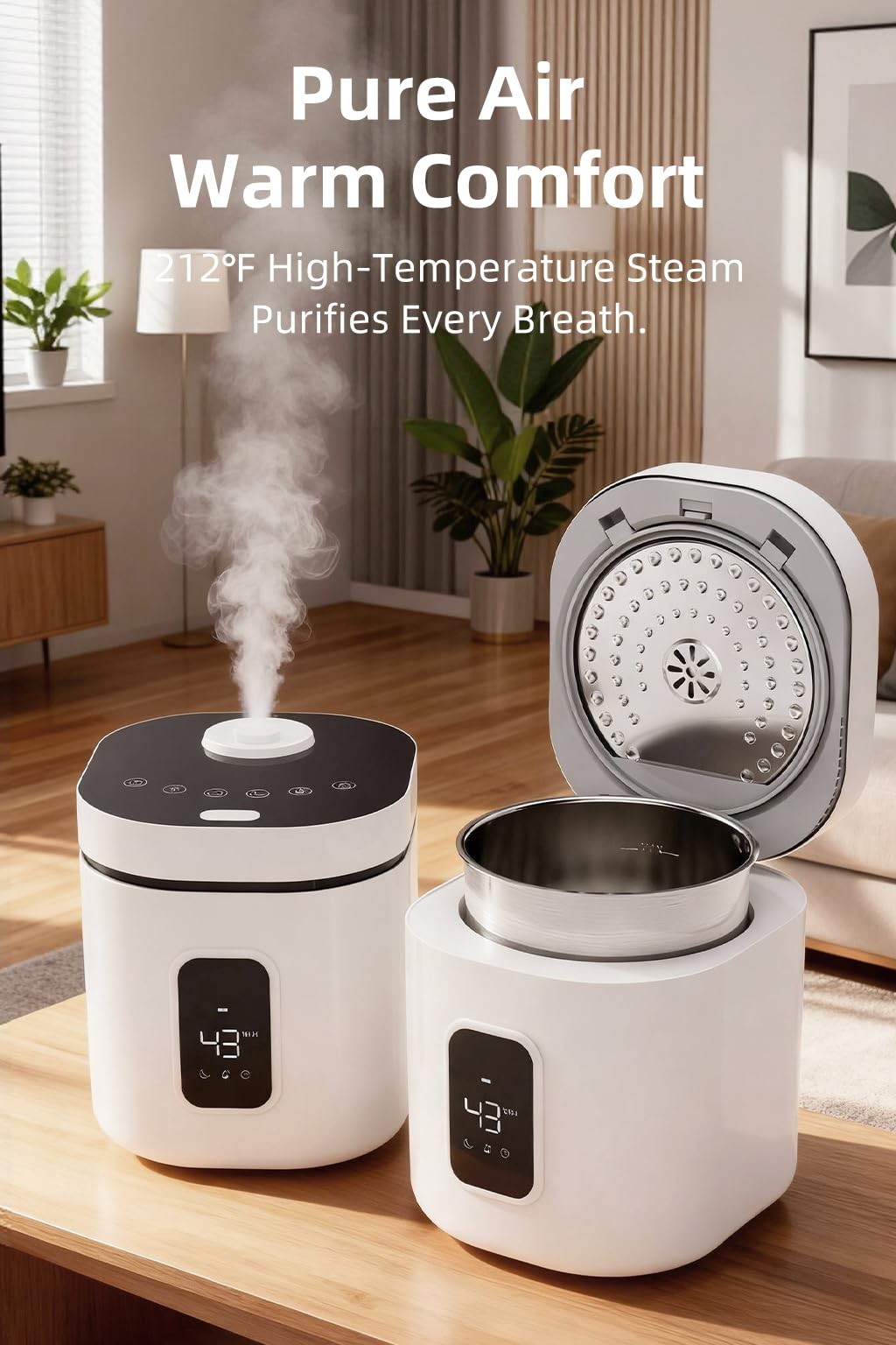 Xamatts Stainless Steel Humidifier 3.3L/0.87Gal Warm Mist Steam Humidification