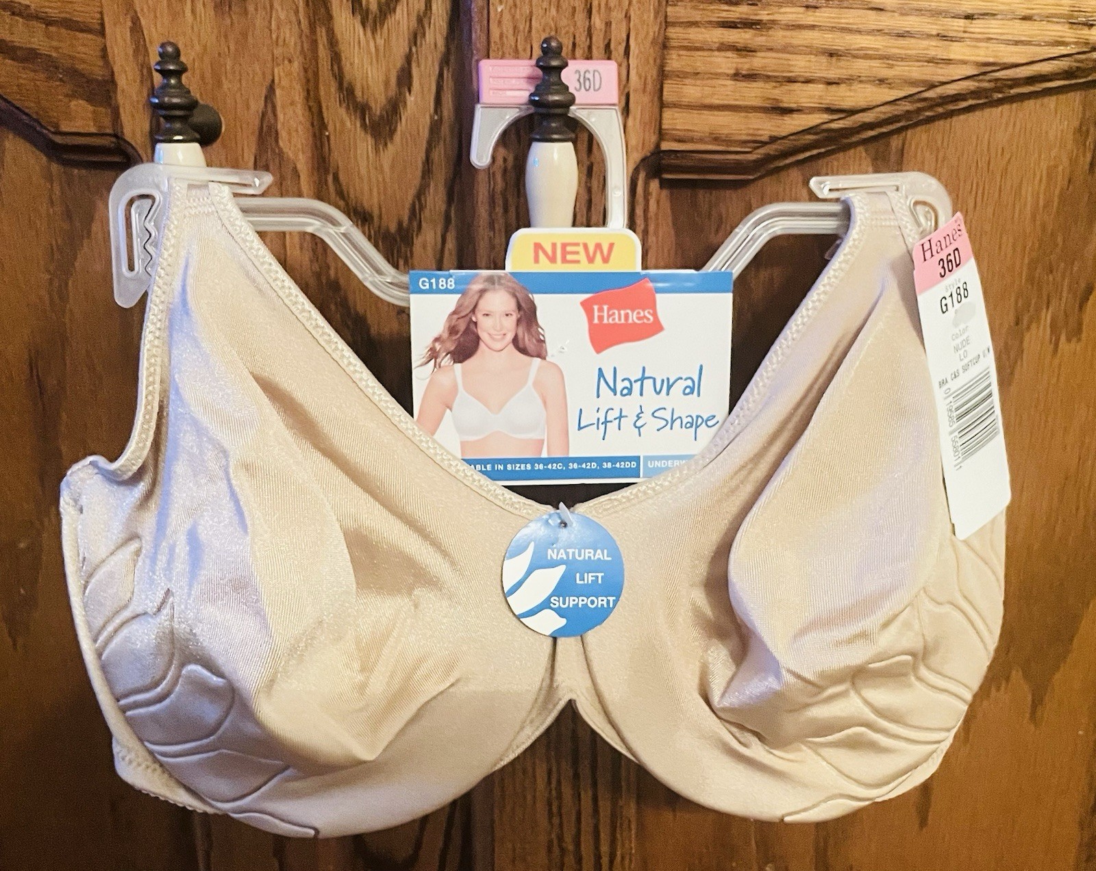 Hanes Bra Natural Lift & Shape Underwire Tan/Beige Adjustable Straps 38D NWT