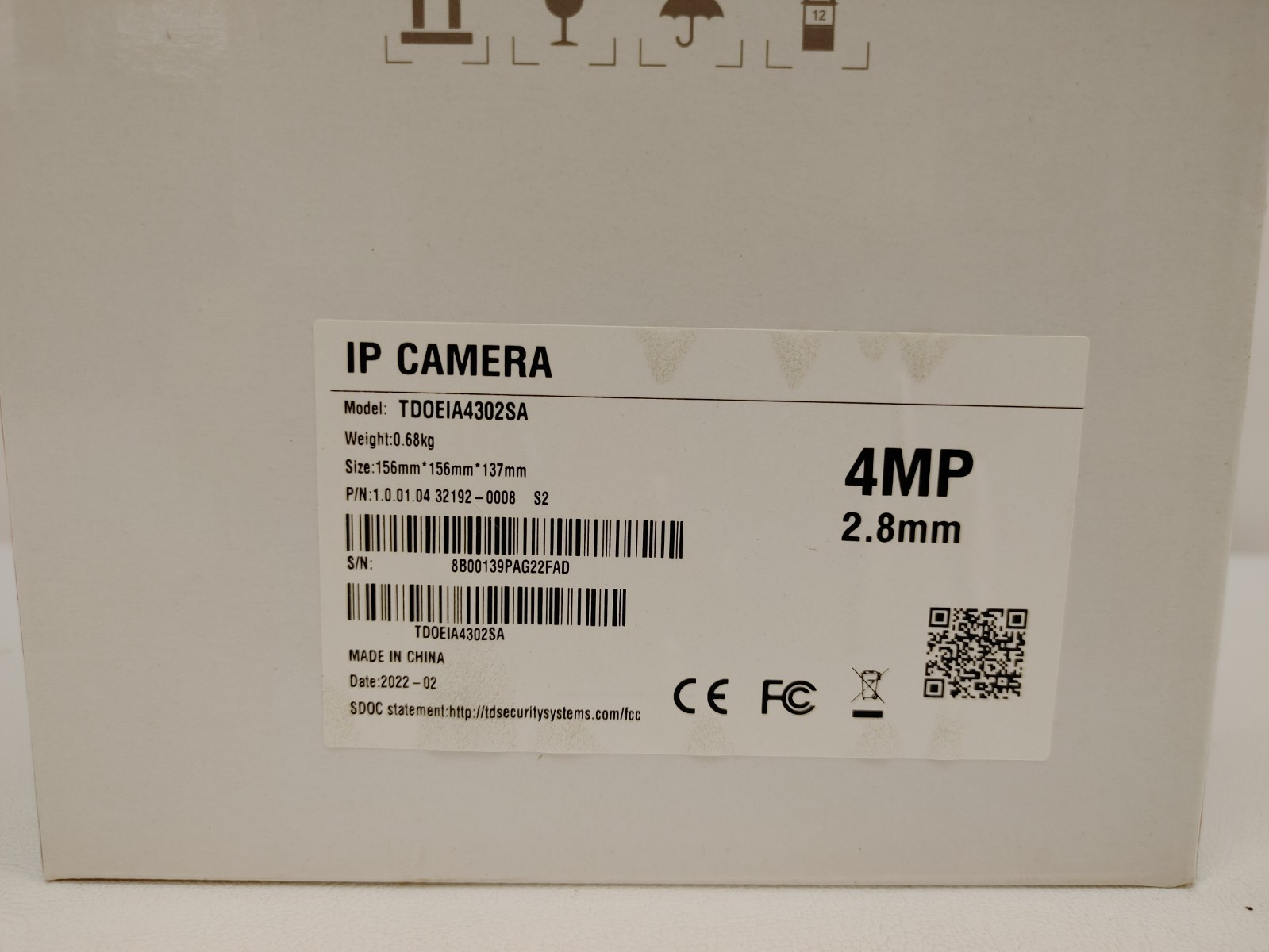 Tough Dog IP Camera 4 mp 2.8mm TD0EIA4302SA NEW