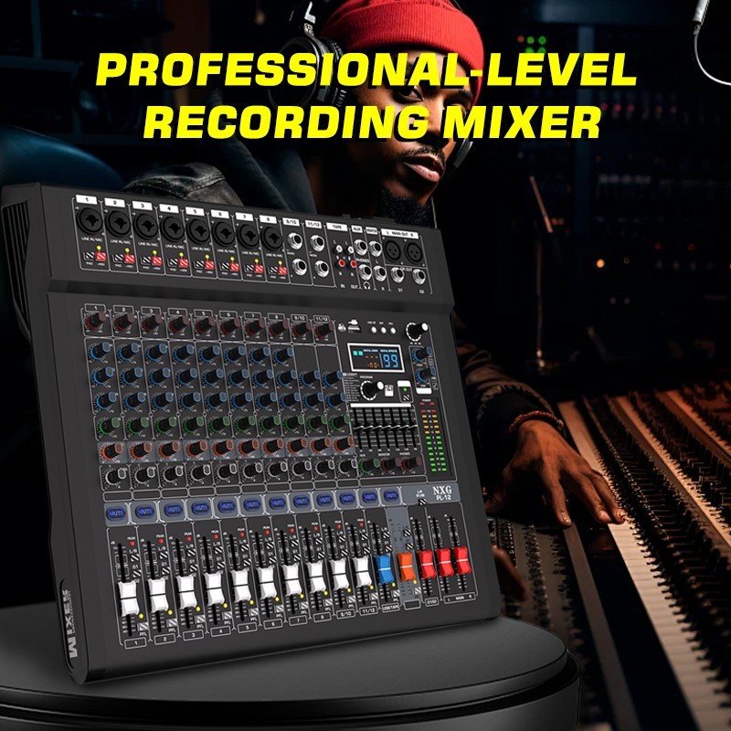 12-channel professional mixer with 99 DSP effects and Bluetooth/USB connectivity