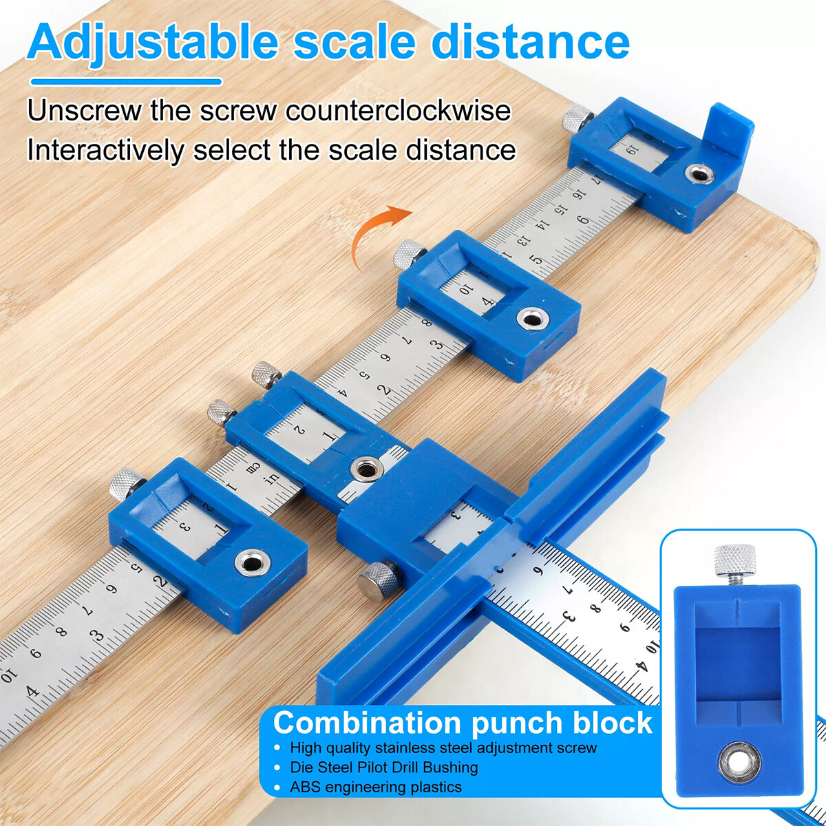 Cabinet Hardware Jig Adjustable Drill Guide Punch Locator Handle Template Tool