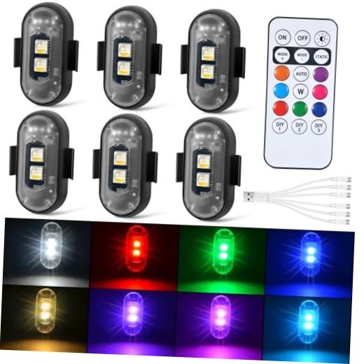 6PCS Wireless LED Strobe Lights with Remote Control, 8 Colors Rechargeable 6pcs