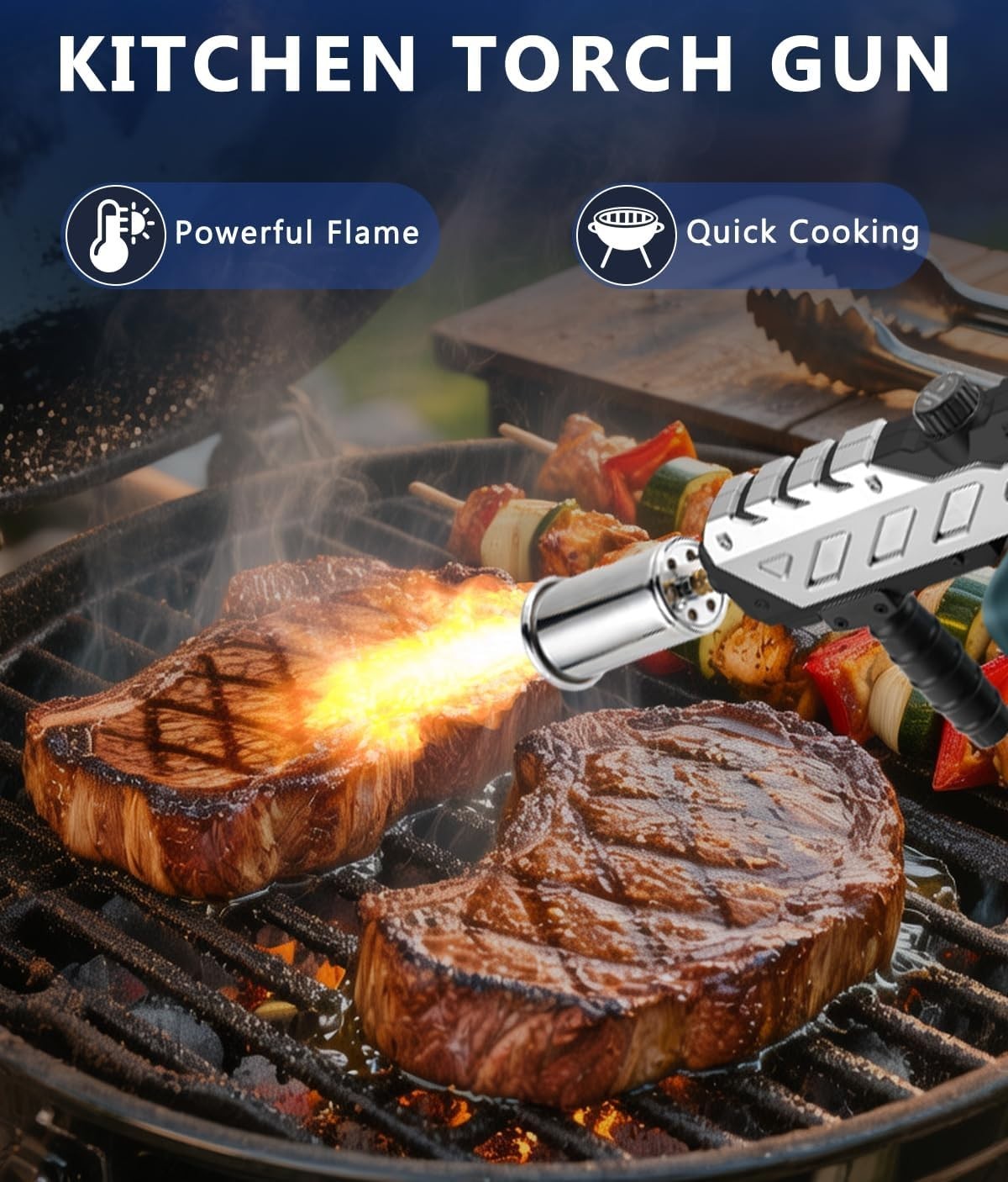 Powerful Propane Torch Gun, Adjustable Flame Thrower Gun, Kitchen Torch with ...
