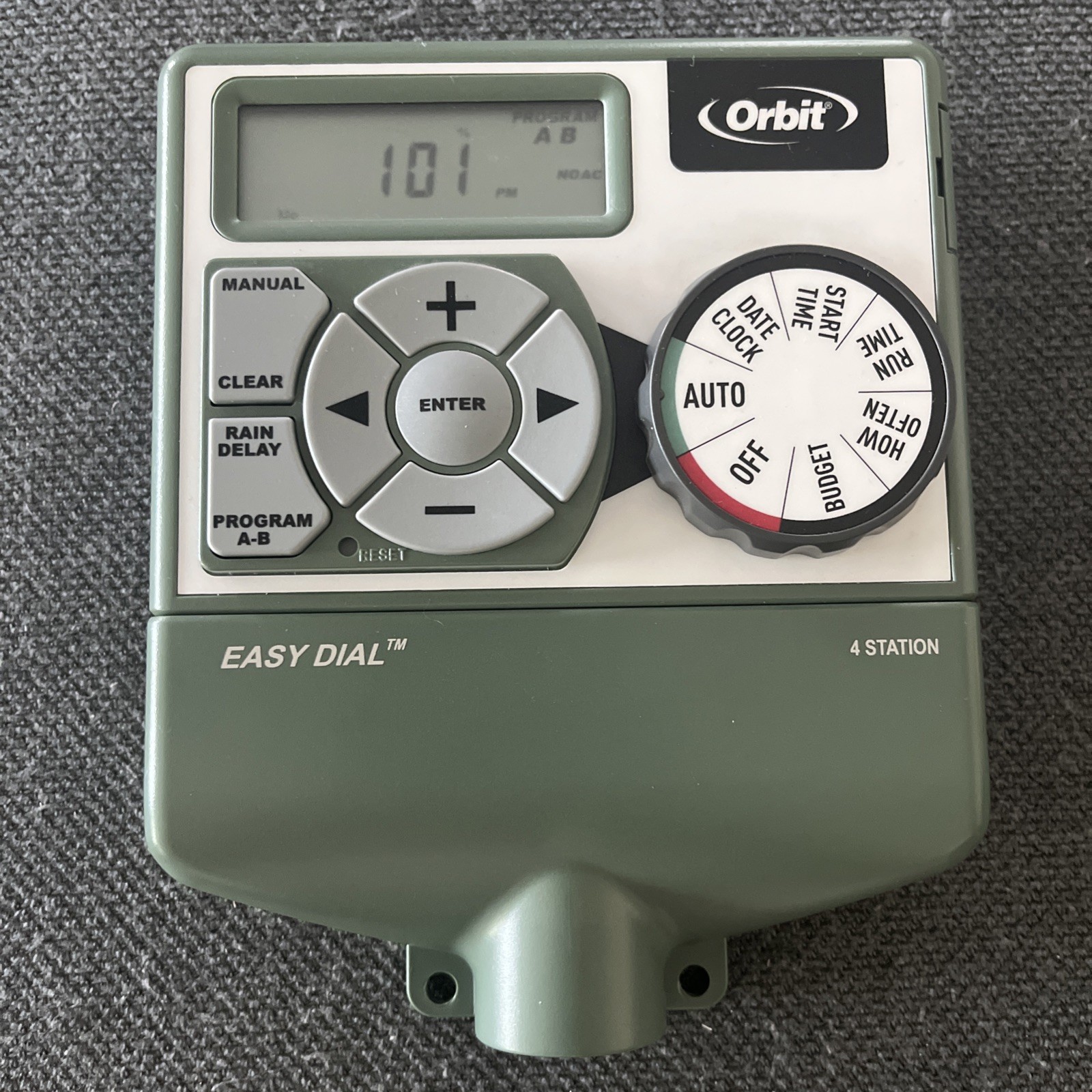 NOS Orbit Easy Dial 4 Station Sprinkler Control Timer 57594- No power supply
