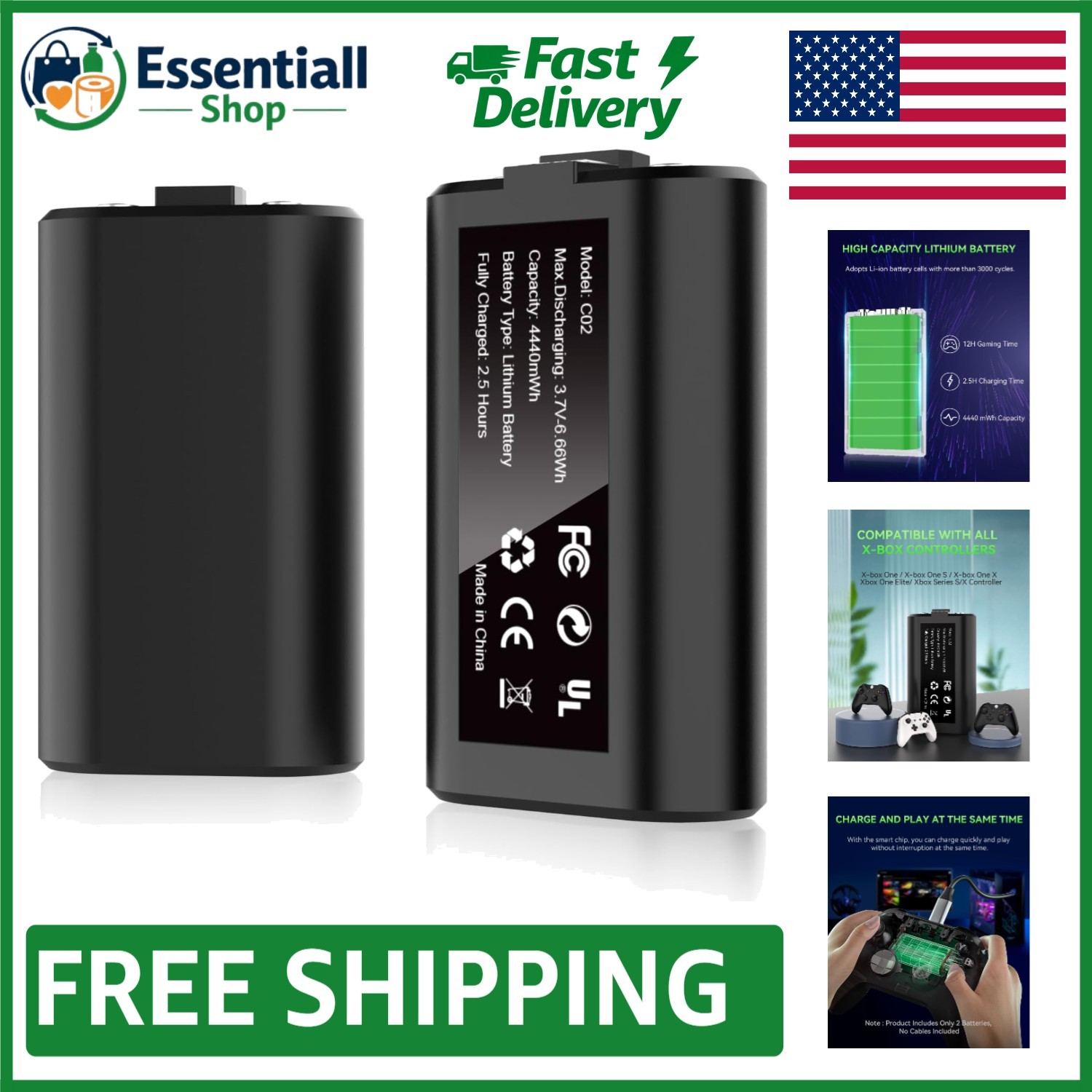 Dual Rechargeable Battery Pack for Xbox Series X|S / One - 4440mWh Power