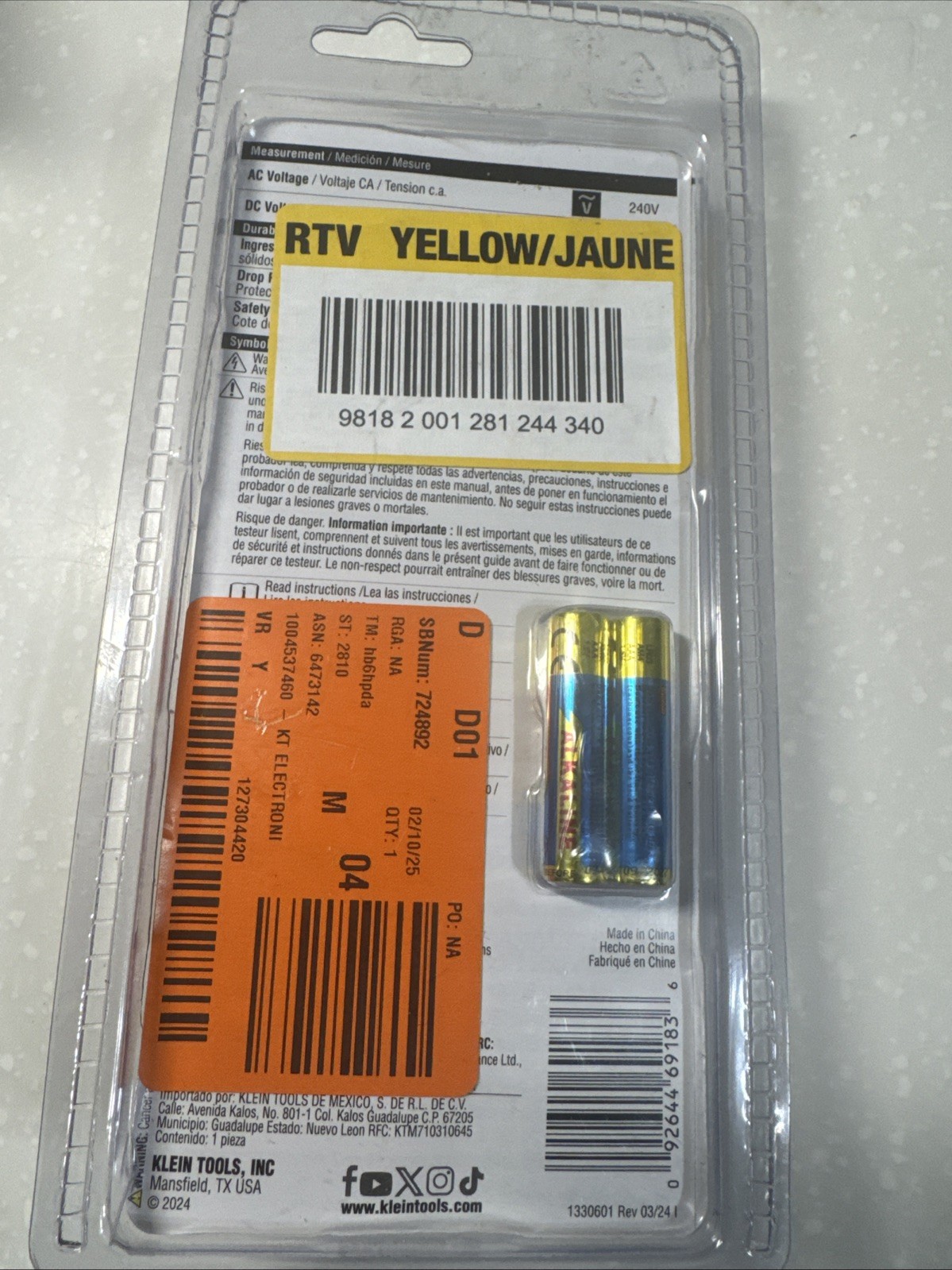 Klein Tools Electronic AC/DC Voltage Tester Open And Tested Open Box ET40