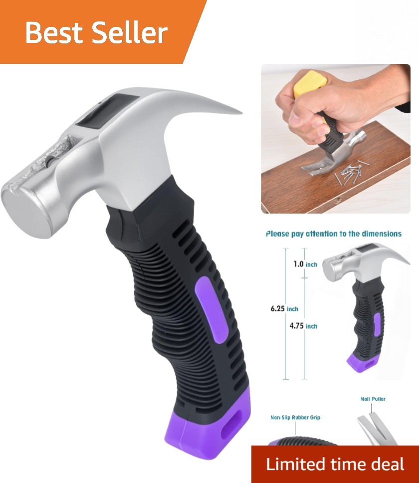 Small 8oz Purple Claw Hammer with Magnetic Holder for Women & Kids' Projects