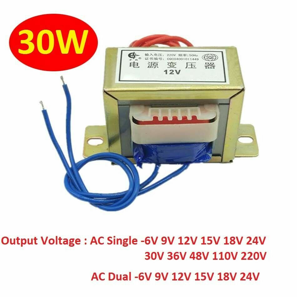 EI66 Power Transformer 30W/VA 220V/380V to 6V/9V/12V/15V/18V/110V AC Single/Dual