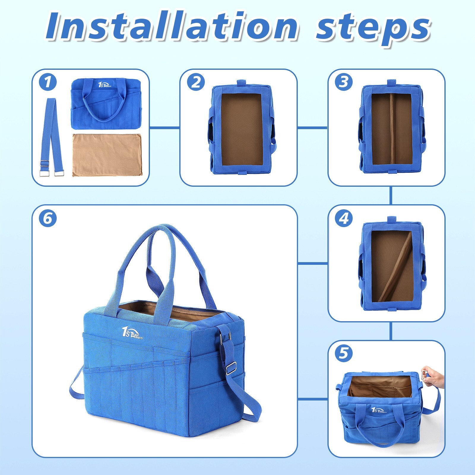 Art Craft Supply & Pottery Studio Bag 36 Pockets Detachable Shoulder Strap Pad