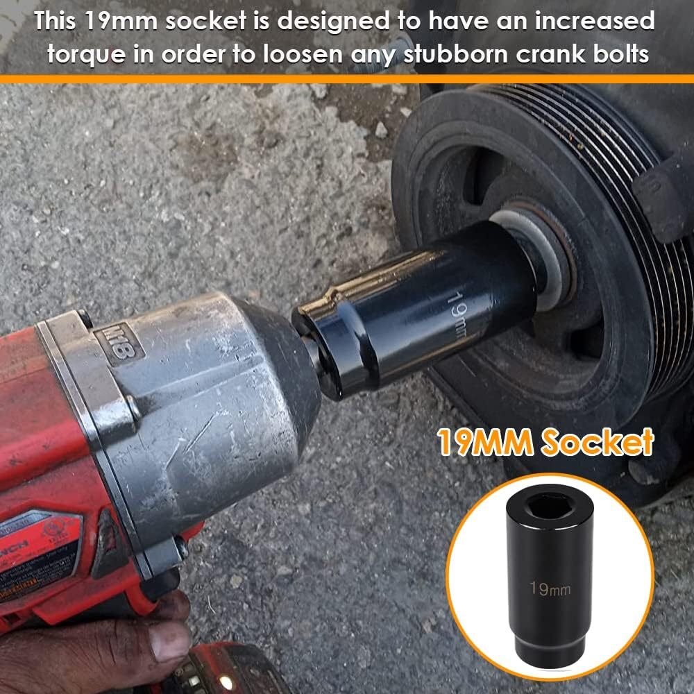 77080 Harmonic Balancer Socket Tool 19Mm Crank Bolt Socket For Honda Engines, 3
