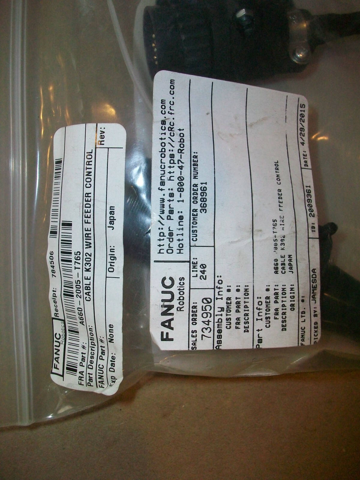 Fanuc Robot Wire Feeder Control Cable A660-2005-T765 NEW