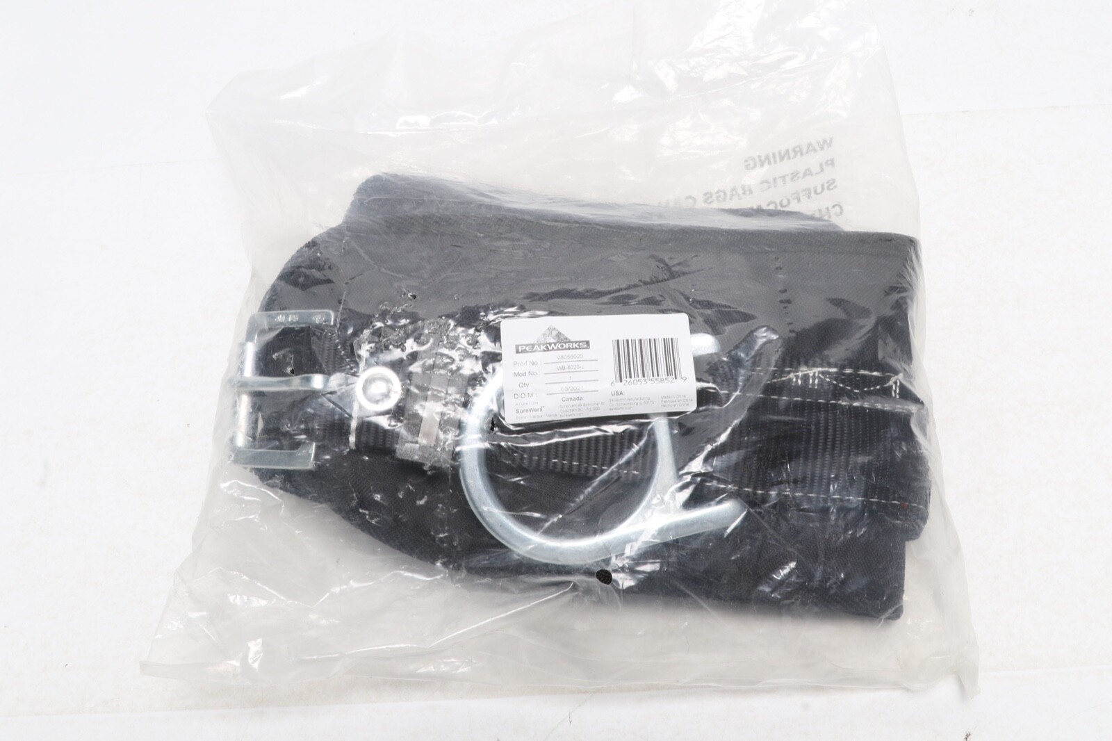 Peakworks WB-6020 Padded Fall Safety Lumbar Support Positioning Work Belt Size L