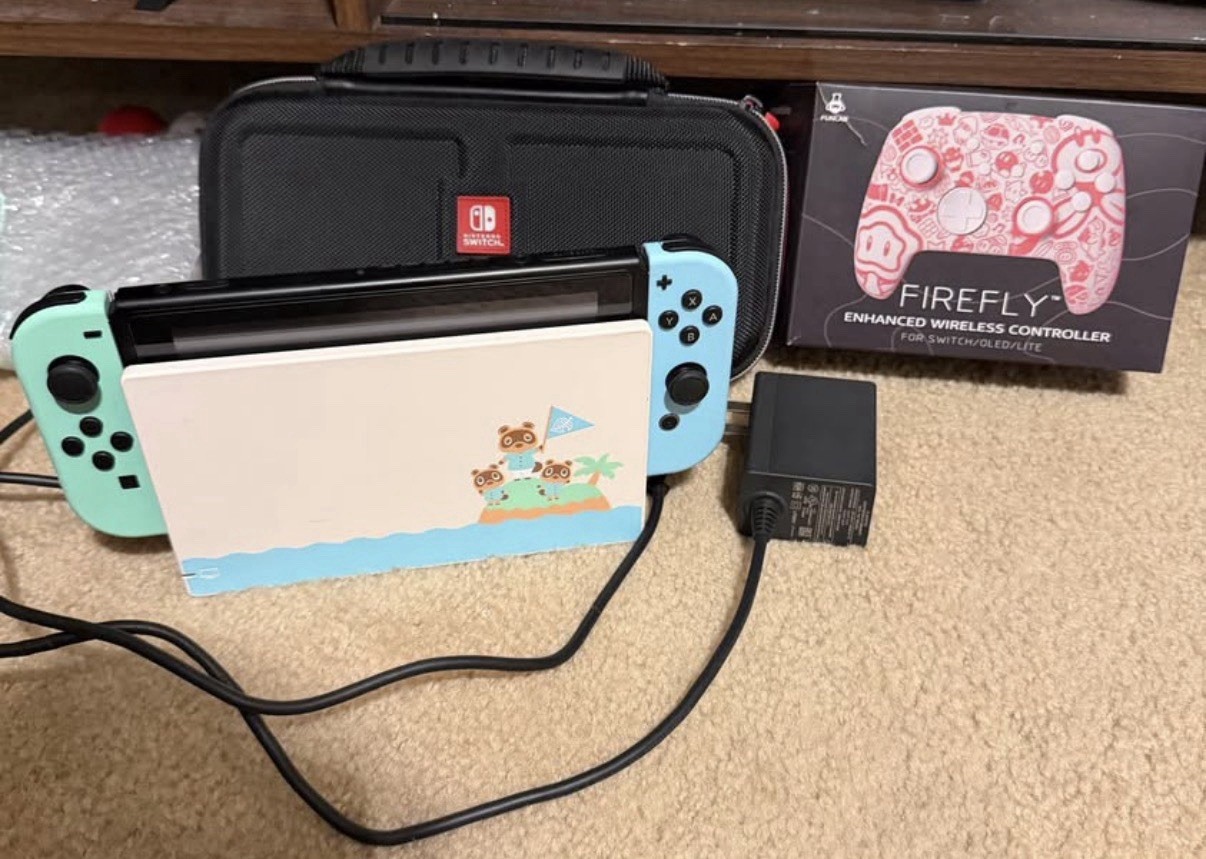 Nintendo Switch Animal Crossing Bundle w/ Dock, Case, Wireless Controller, AC
