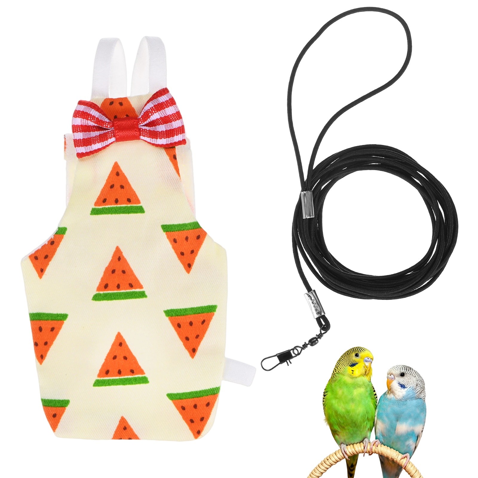 1-Pack Bird Diapers with 6.6 ft Leash Reusable Pet Parrot Nappy [Red, M]