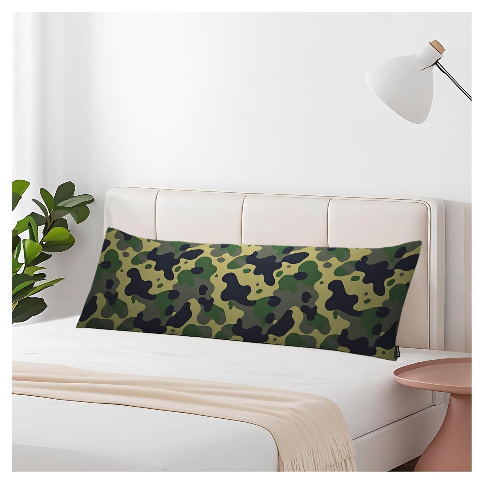 Camouflage Decorative Body Pillowcase 20"X54", Abstract Military Army Camo Gr...