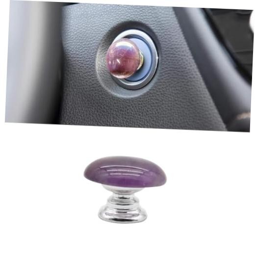 Crystal Car Push Start Button Cover,Boho Gem Stone Engine Ignition Purple