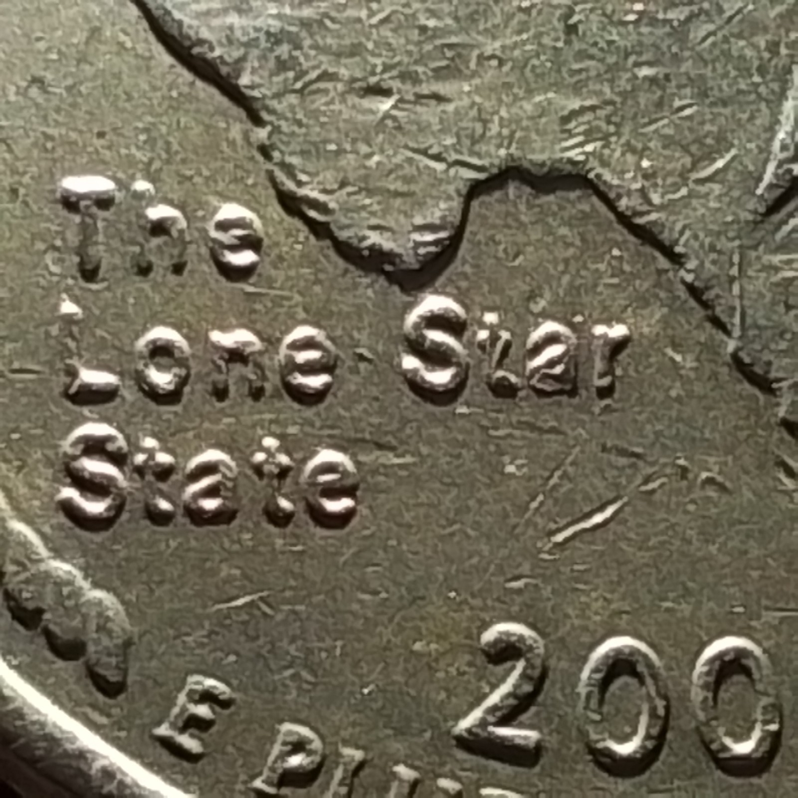 2004 US Quarter Texas P Mint Mark Grey "Dull" Toning Poorly Bonded Clad Layer