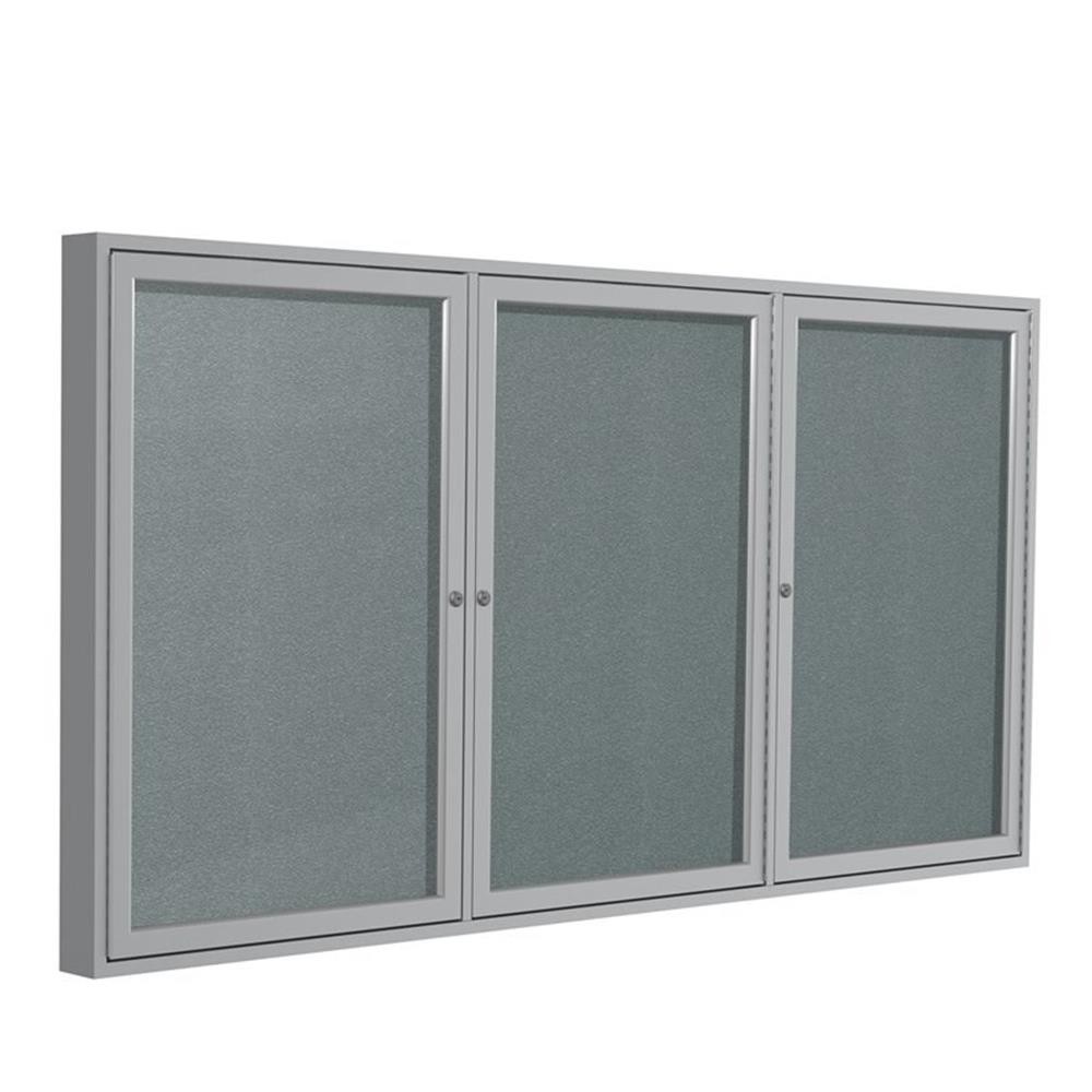 Ghent's Vinyl 48" x 96" 3 Door Enclosed Bulletin Board in Stone
