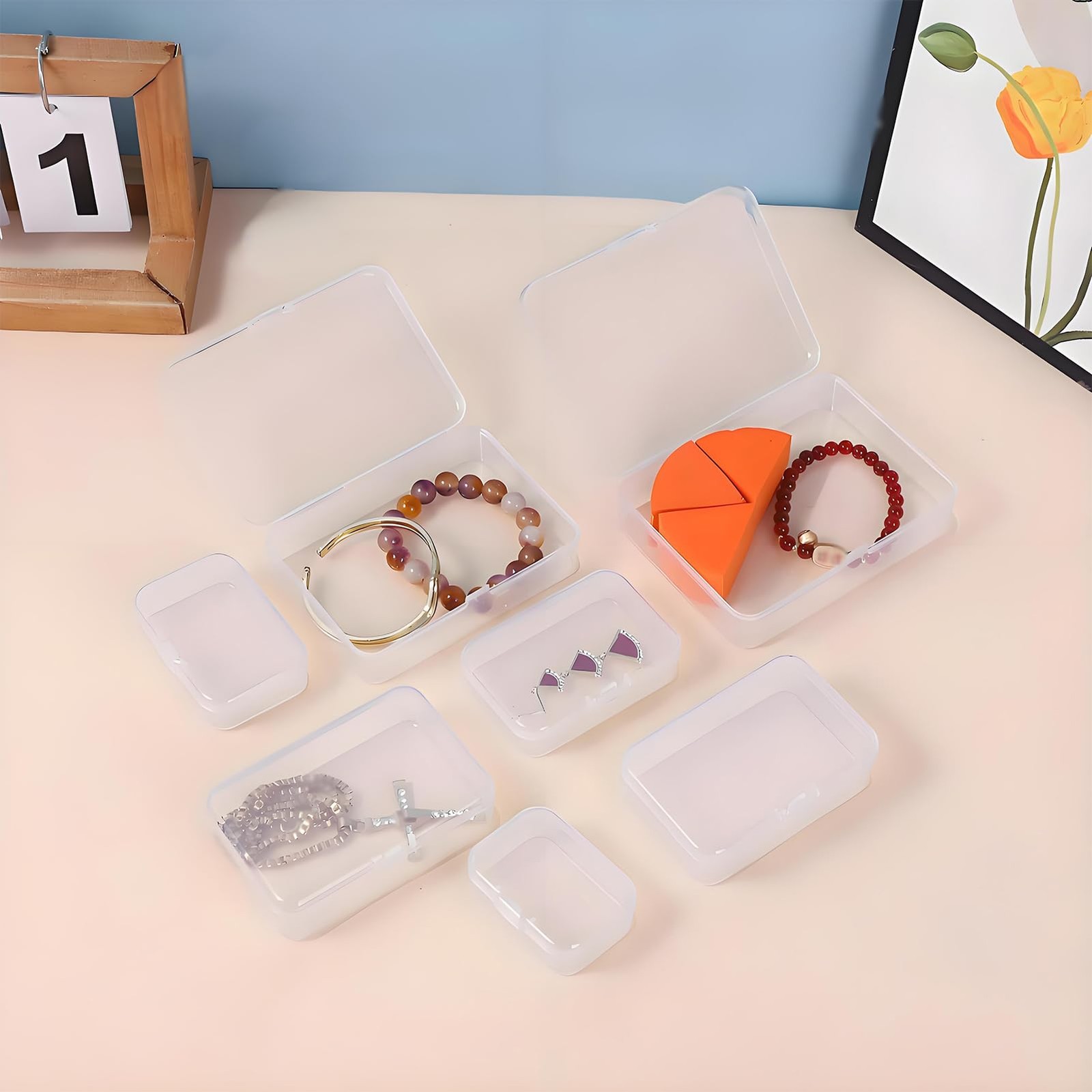 Bead Organizers and Storage-28 Pcs Small Plastic Boxes,Mini Clear Plastic Sto...