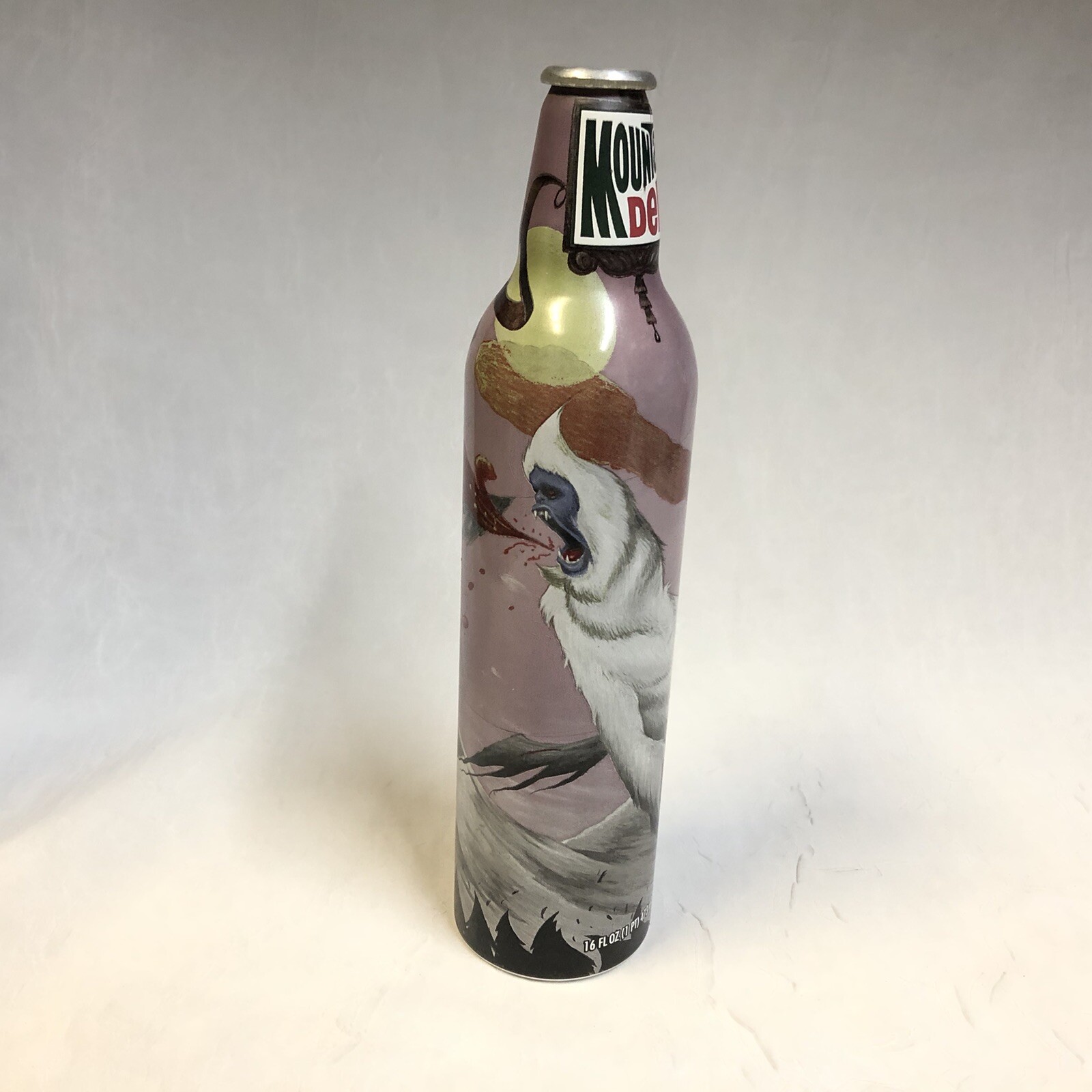 Mountain Dew Yeti Green Label Art Aluminum Bottle 2009