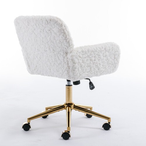 Office chair Artificial rabbit hair home office chair with gold metal base